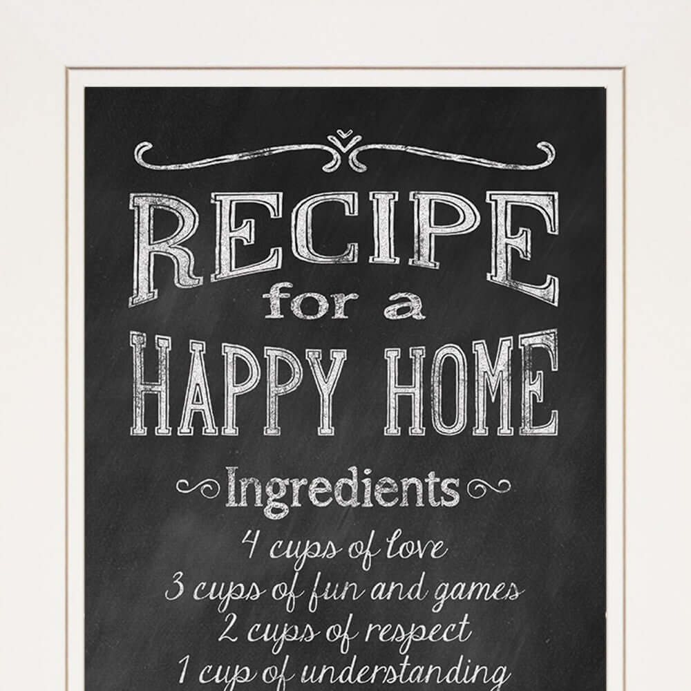 Recipe For A Happy Home 1 White Framed Print Wall Art