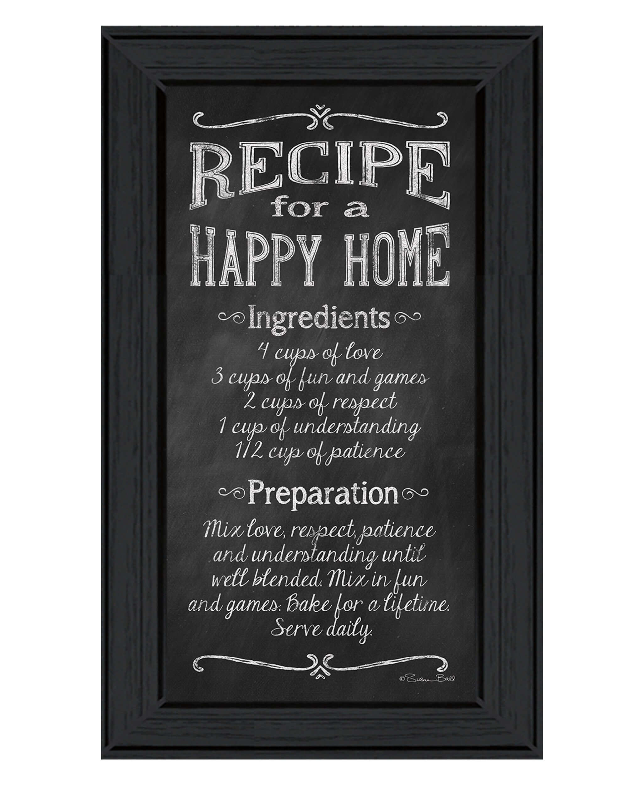 Recipe For A Happy Home 2 Black Framed Print Wall Art