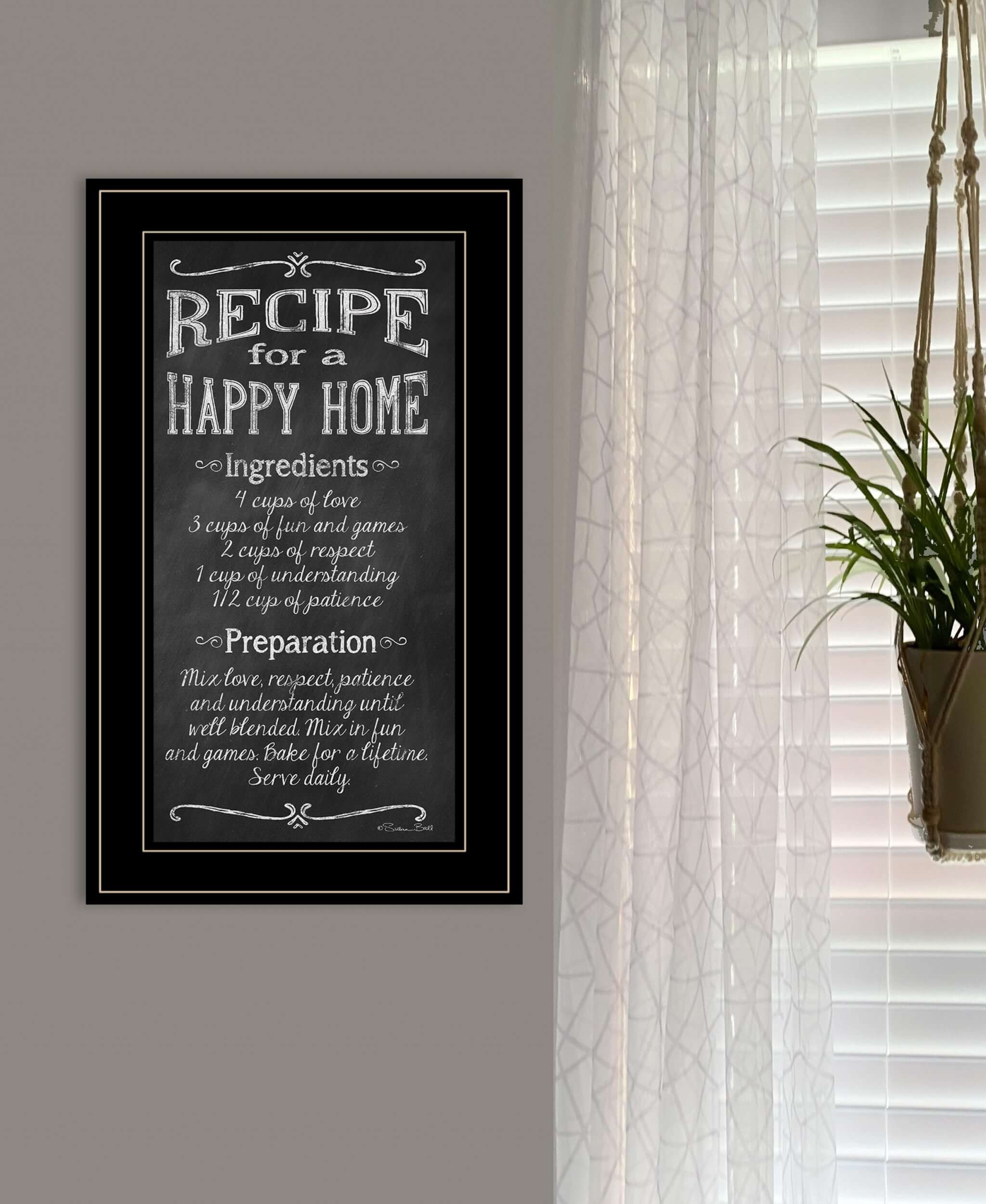 Recipe For A Happy Home 3 Black Framed Print Wall Art