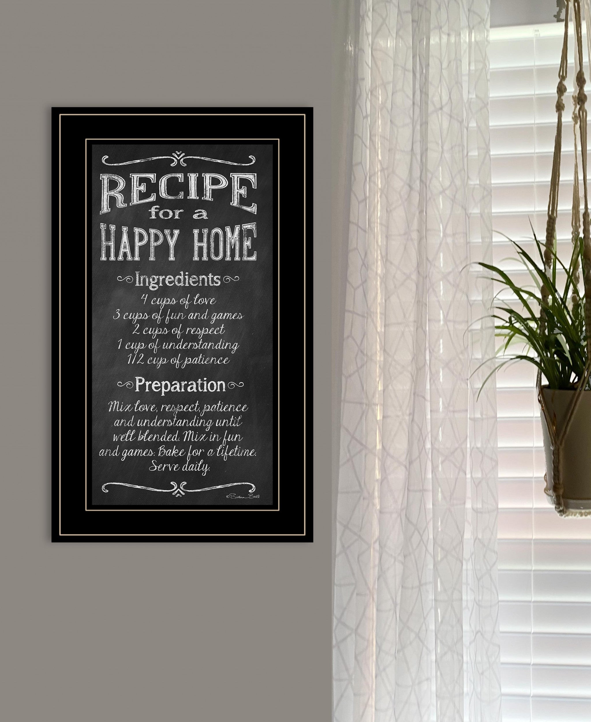 Recipe for a Happy Home 3 Black Framed Print Wall Art