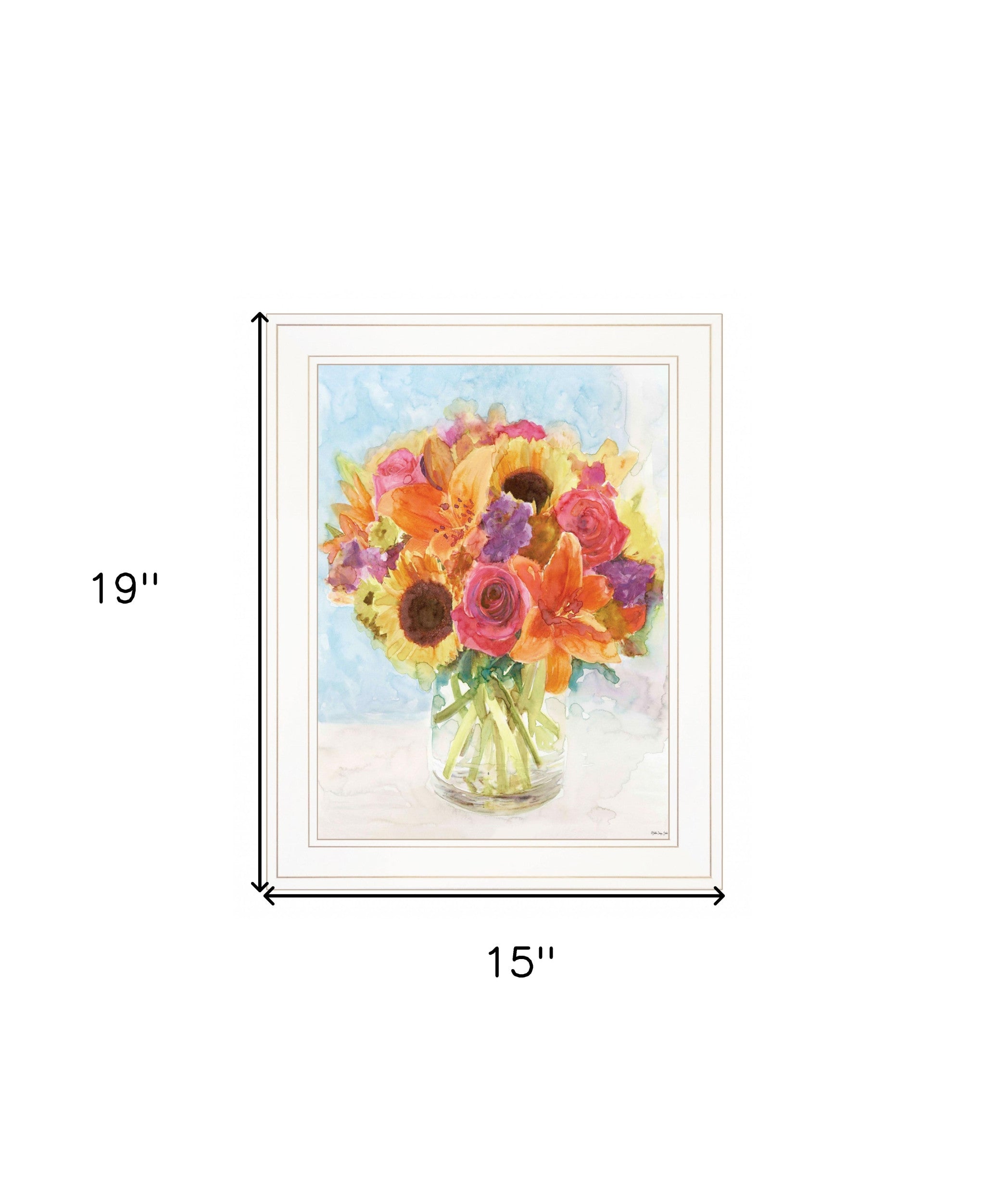 Vases with Flowers 1 White Framed Print Wall Art