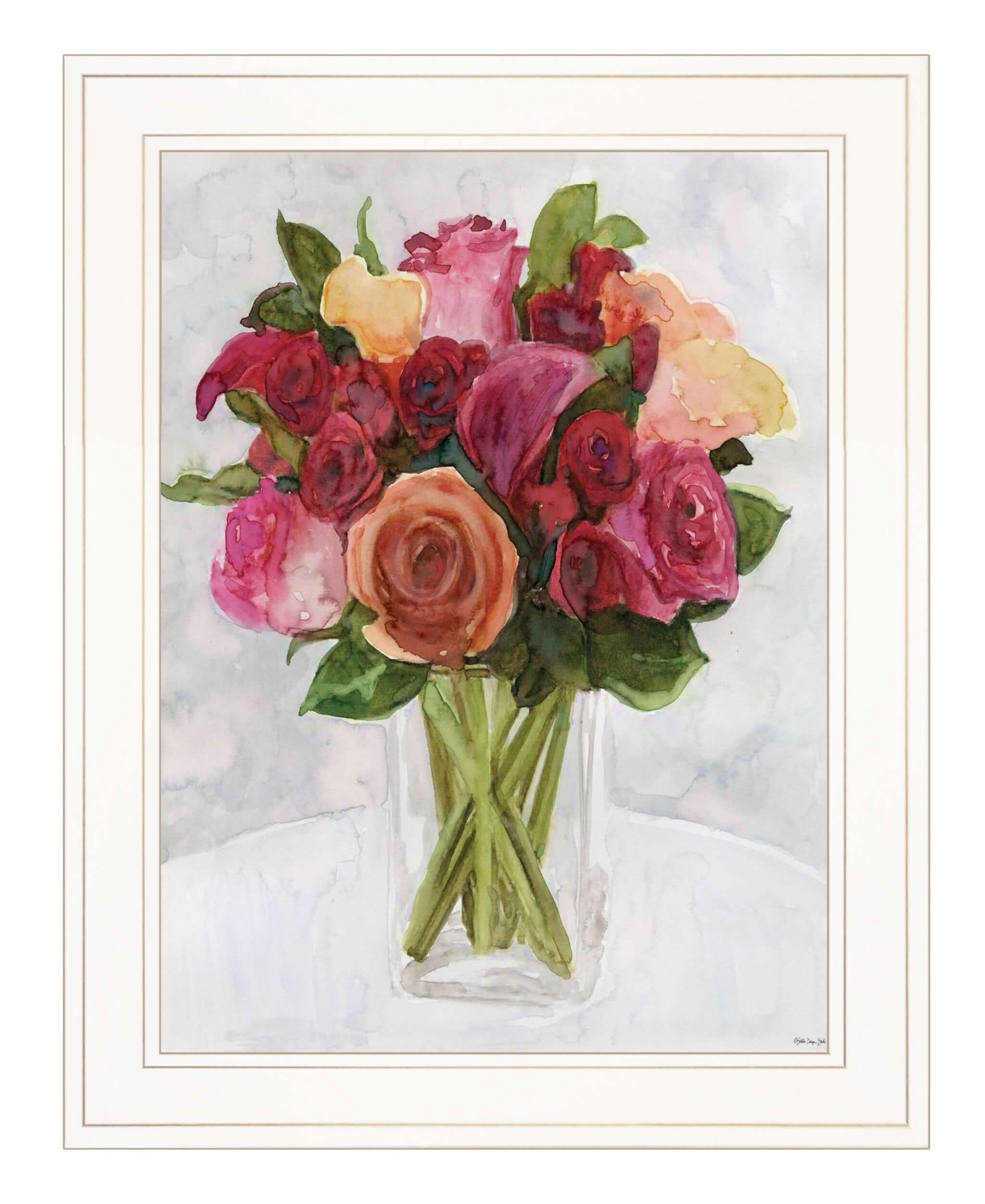 Vases With Flowers II 1 White Framed Print Wall Art