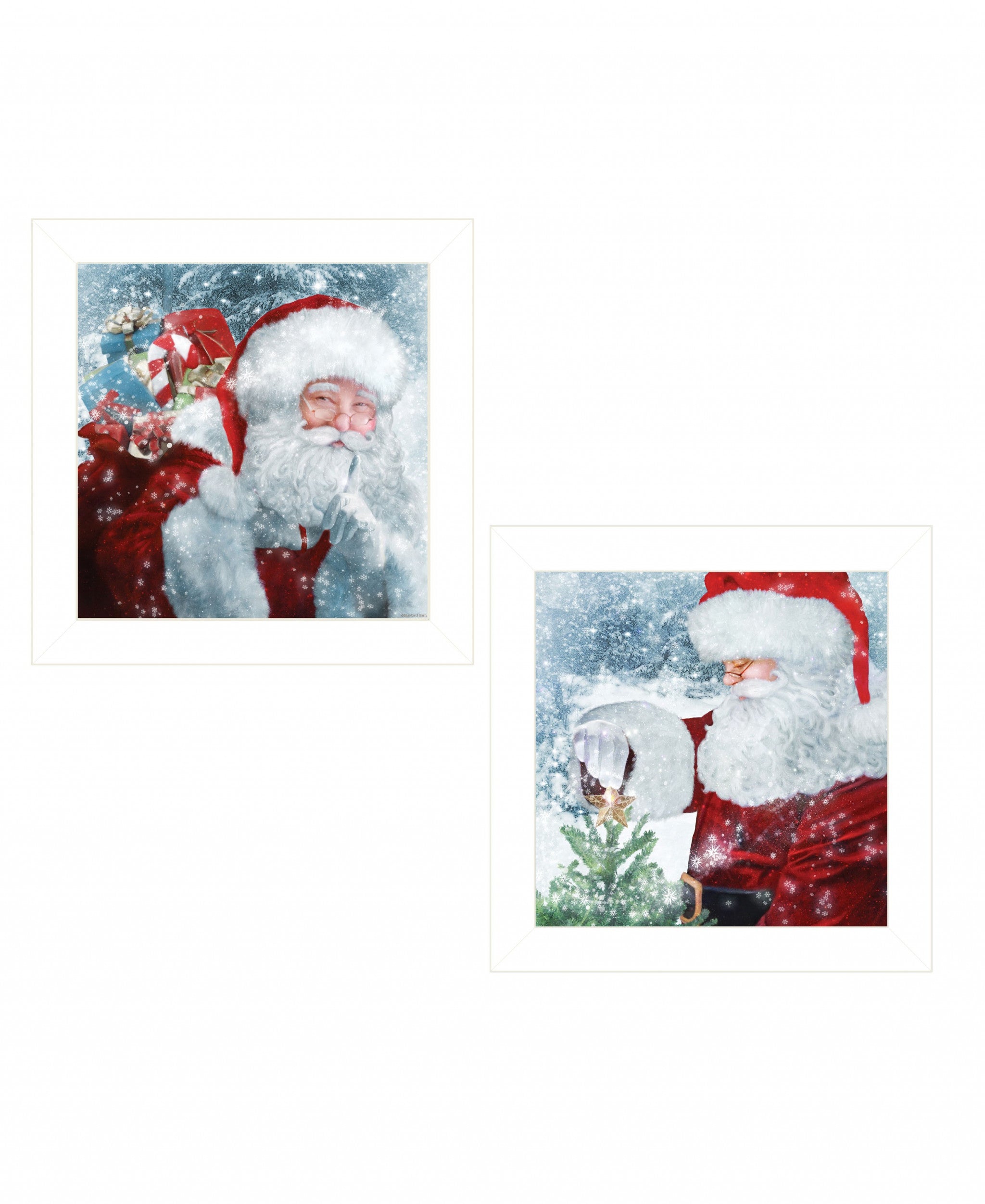 Set Of Two Santas Blessings 5 White Framed Print Wall Art