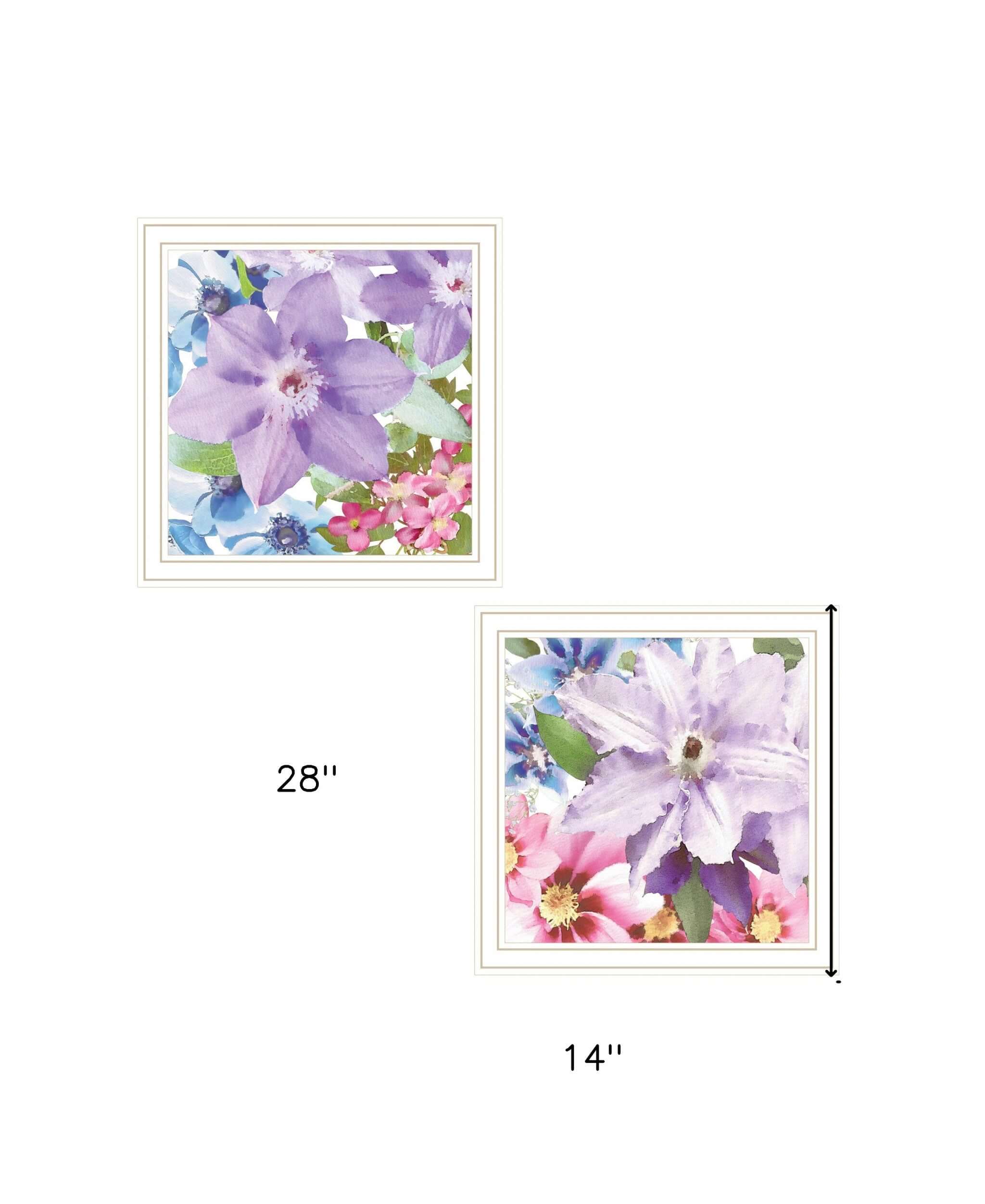 Set Of Two Clematis 1 White Framed Print Wall Art