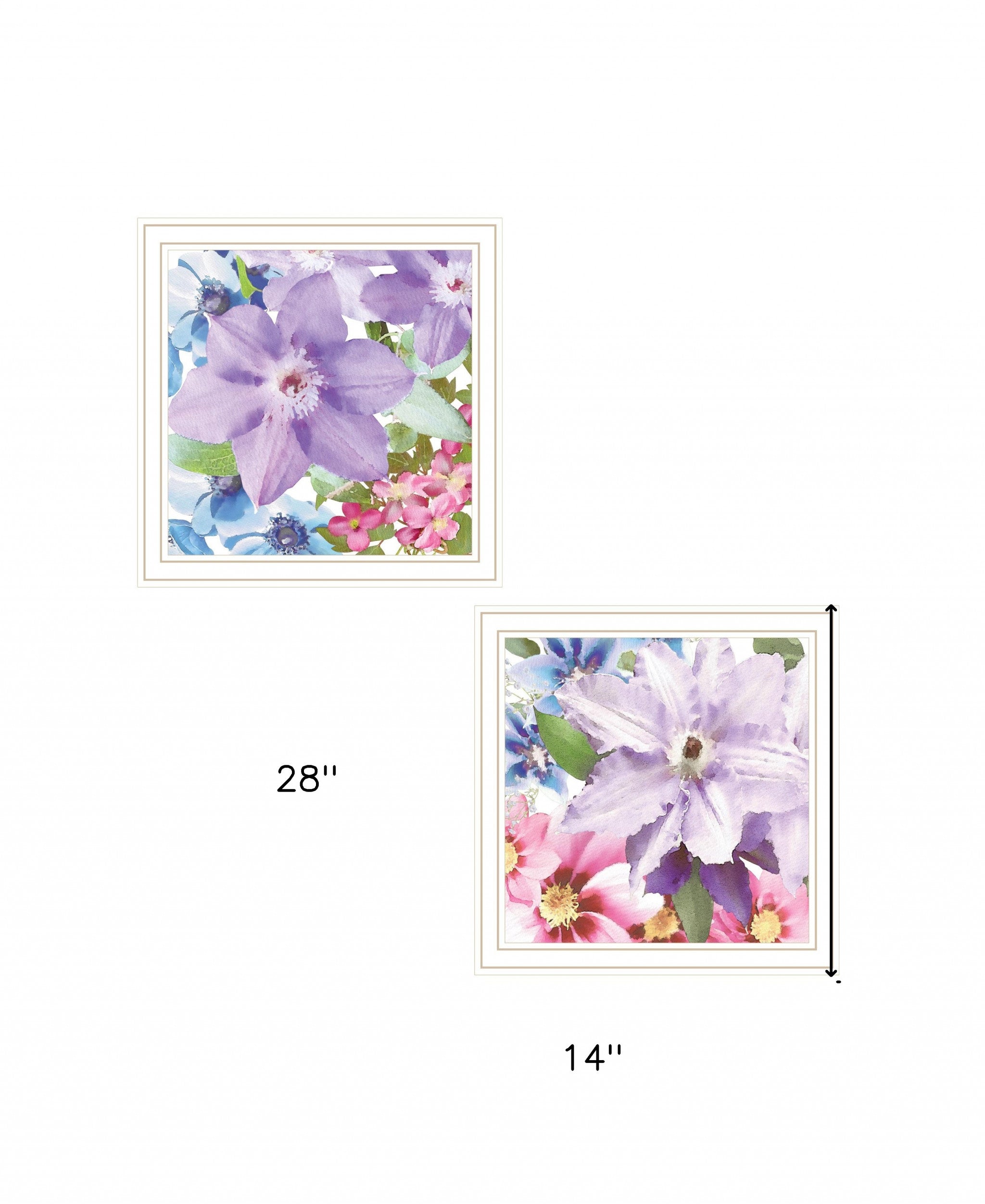 Set Of Two Clematis 1 White Framed Print Wall Art