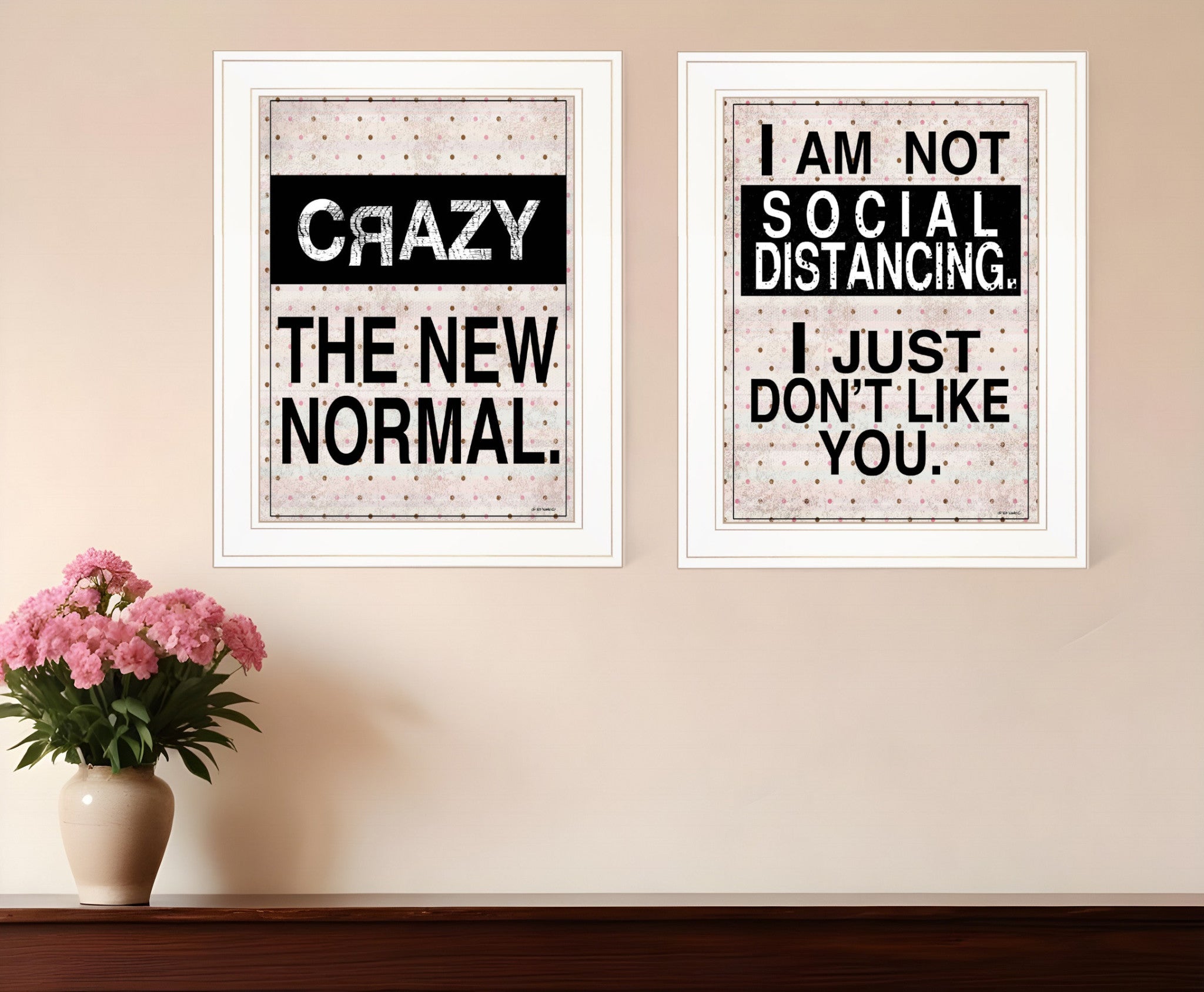 Set Of Two The New Normal White Framed Print Wall Art