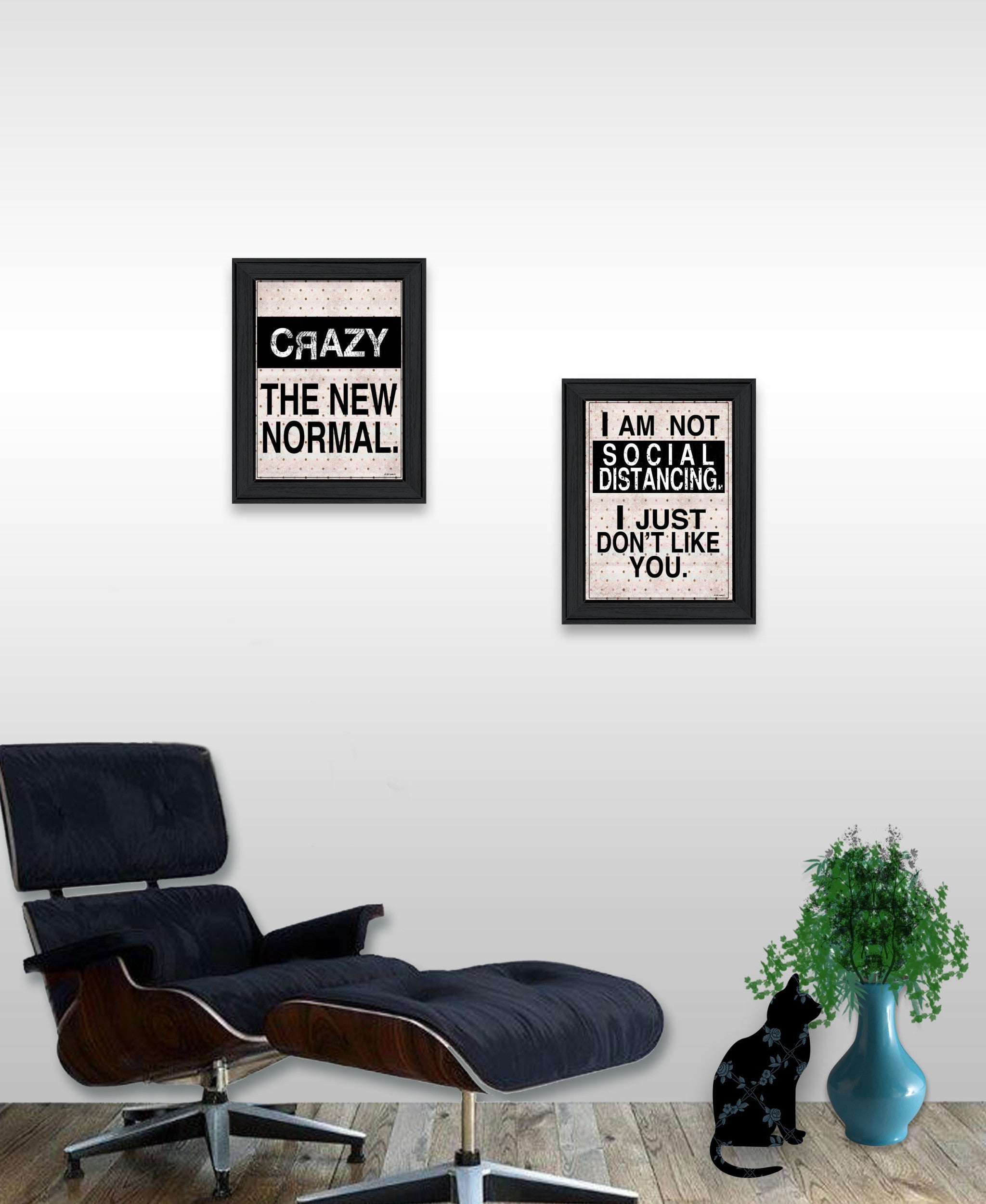 Set Of Two The New Normal Black Framed Print Wall Art