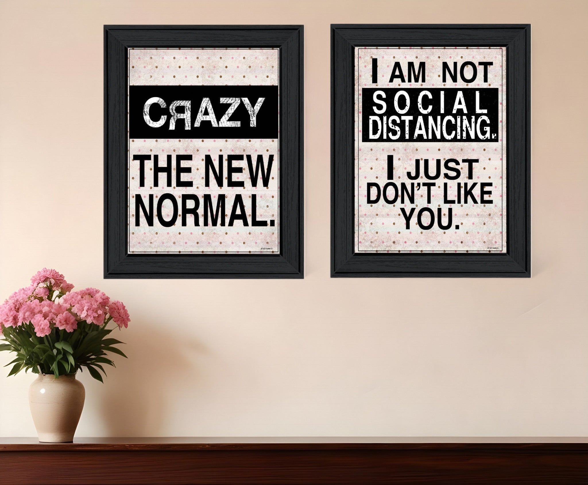 Set Of Two The New Normal Black Framed Print Wall Art