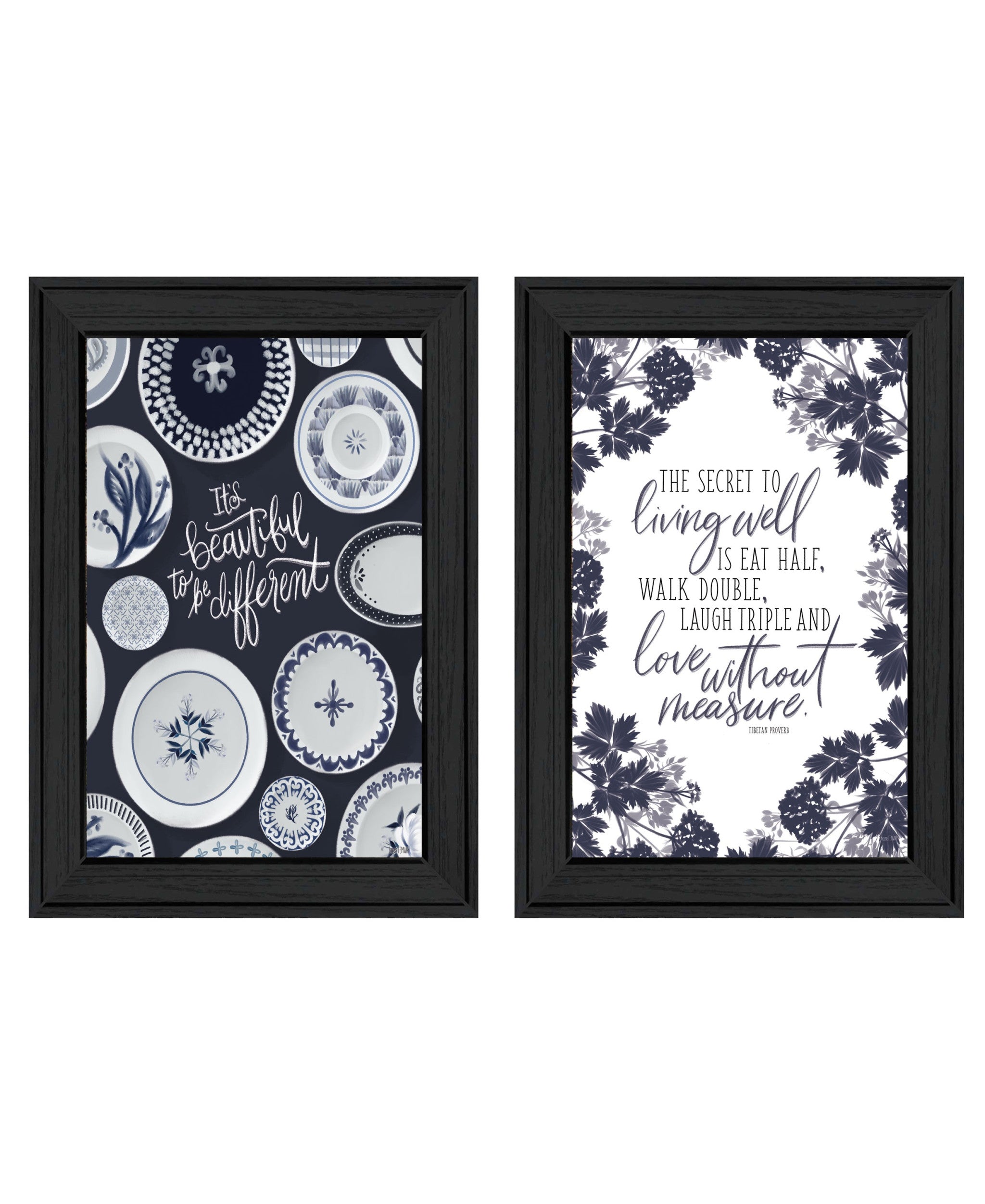 Set Of Two The Secret Beauty Black Framed Print Wall Art