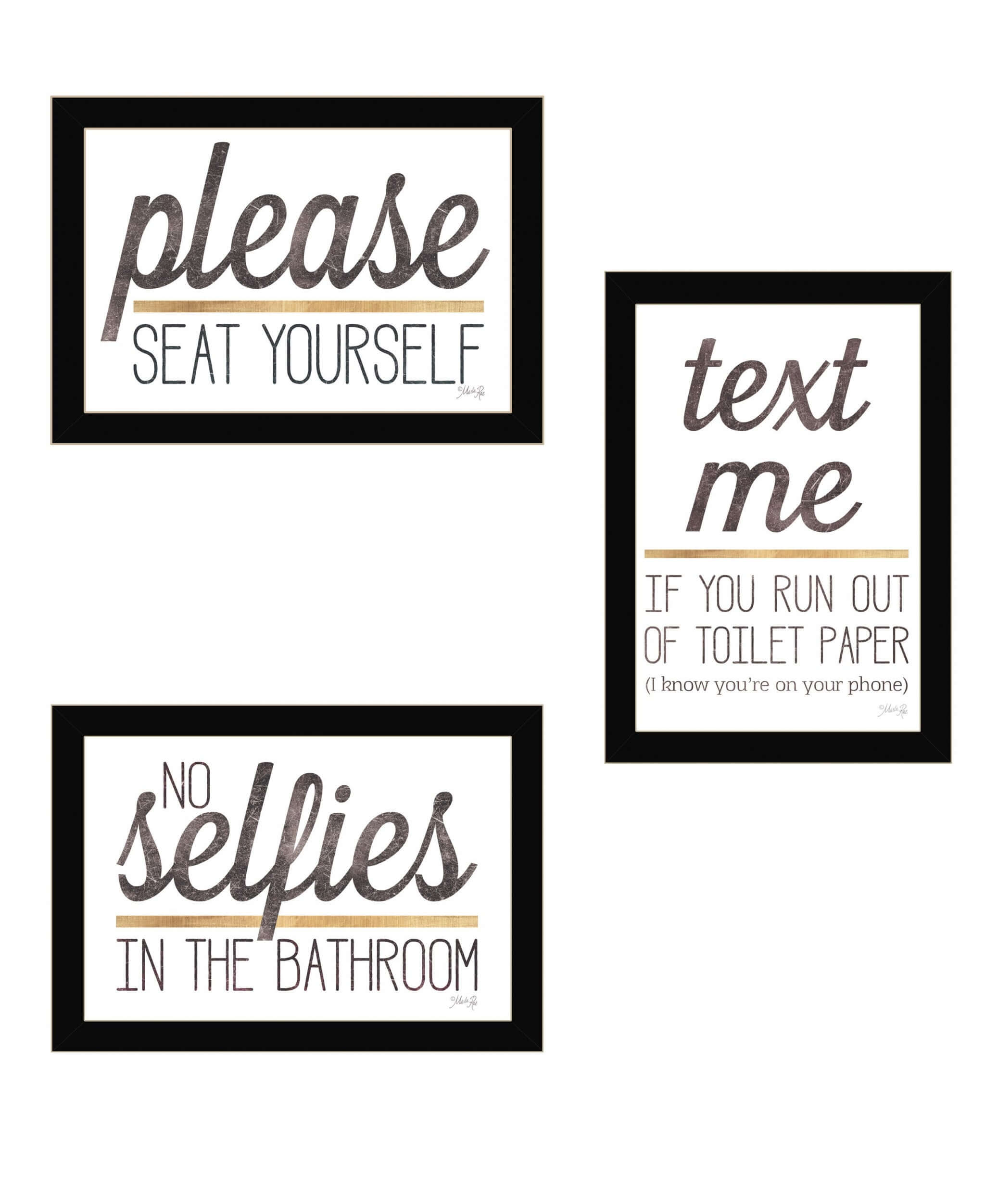 Set Of Three Toilet Humor Collection 3-Piece 3 Black Framed Print Wall Art