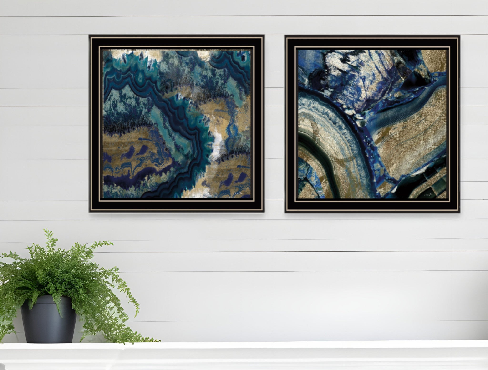 Set Of Two Geode Reef Pleasure 2 Black Framed Print Wall Art