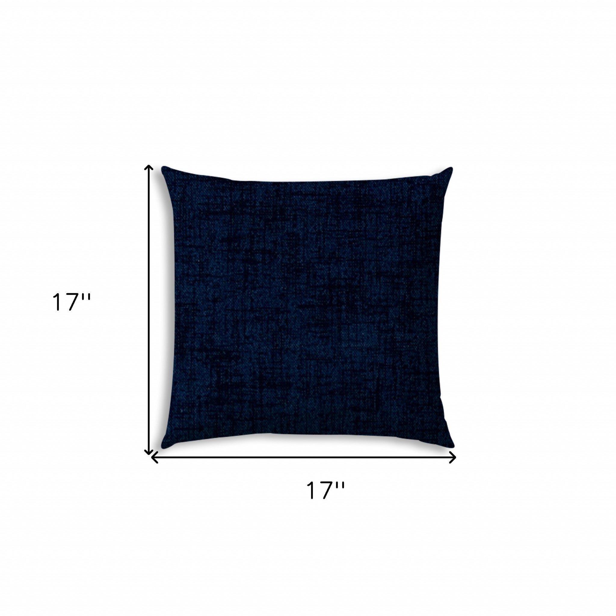 17" X 17" Medium Blue Blown Seam Solid Color Lumbar Indoor Outdoor Pillow