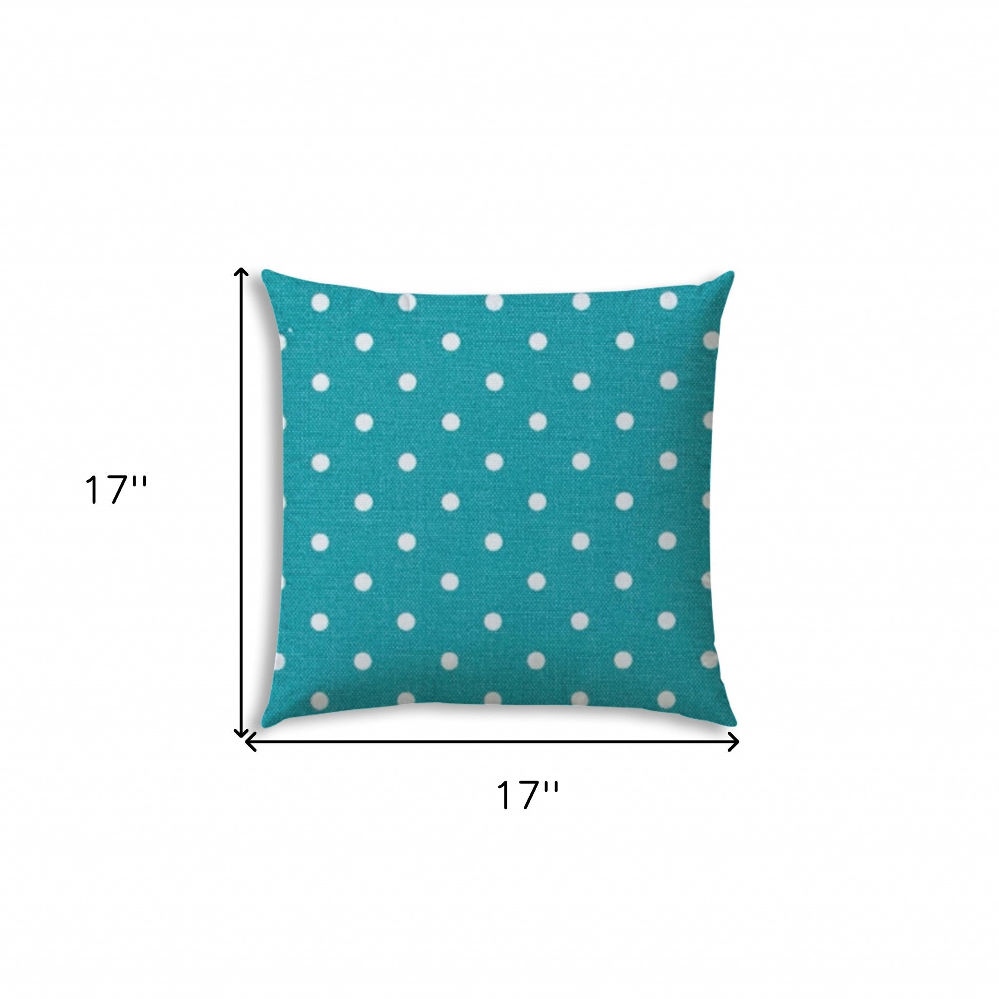 17" X 17" Turquoise Blown Seam Polka Dots Lumbar Indoor Outdoor Pillow