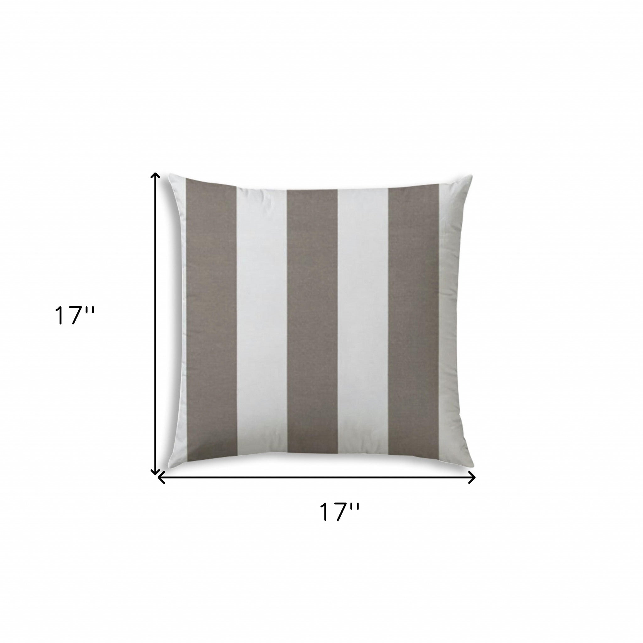 17" X 17" Taupe And Ivory Blown Seam Striped Lumbar Indoor Outdoor Pillow