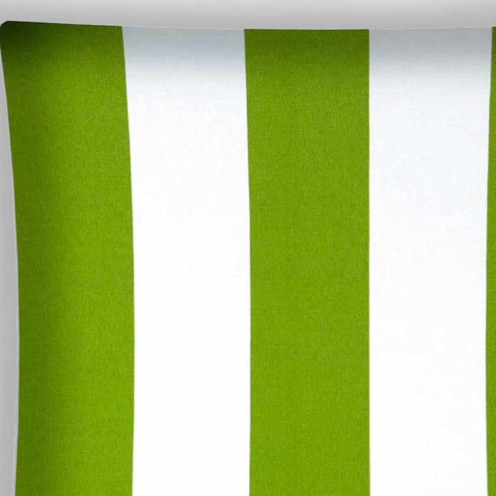 17" X 17" Green And Ivory Zippered Striped Throw Indoor Outdoor Pillow