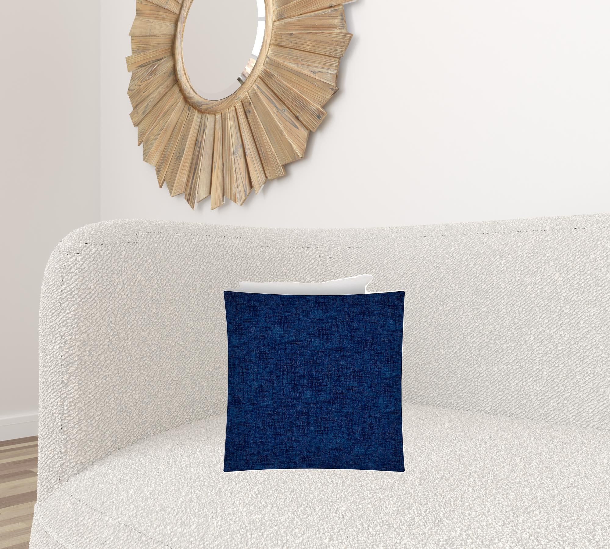 17" X 17" Medium Blue Zippered Solid Color Throw Indoor Outdoor Pillow