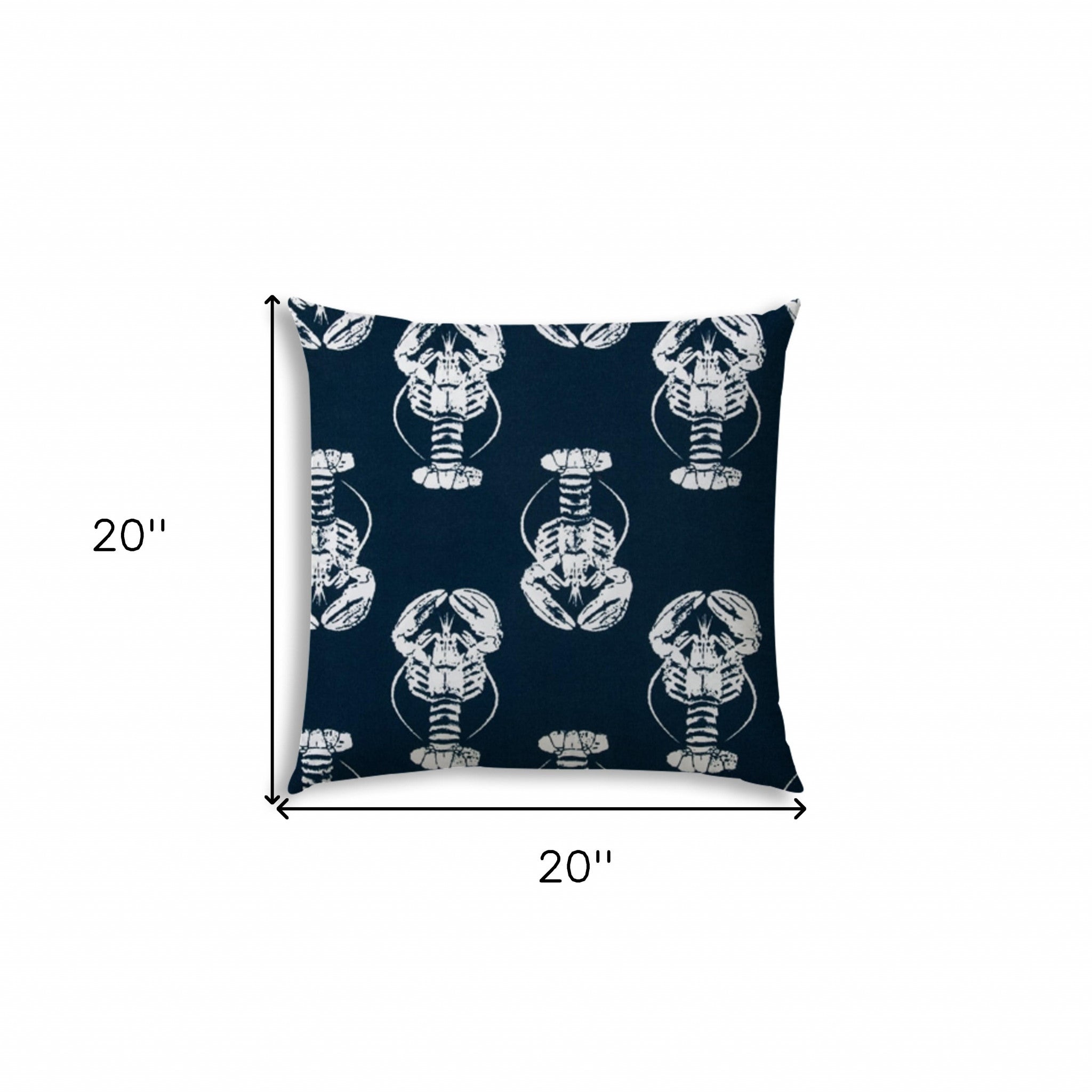 20" X 20" Navy Blue And White Blown Seam Throw Indoor Outdoor Pillow