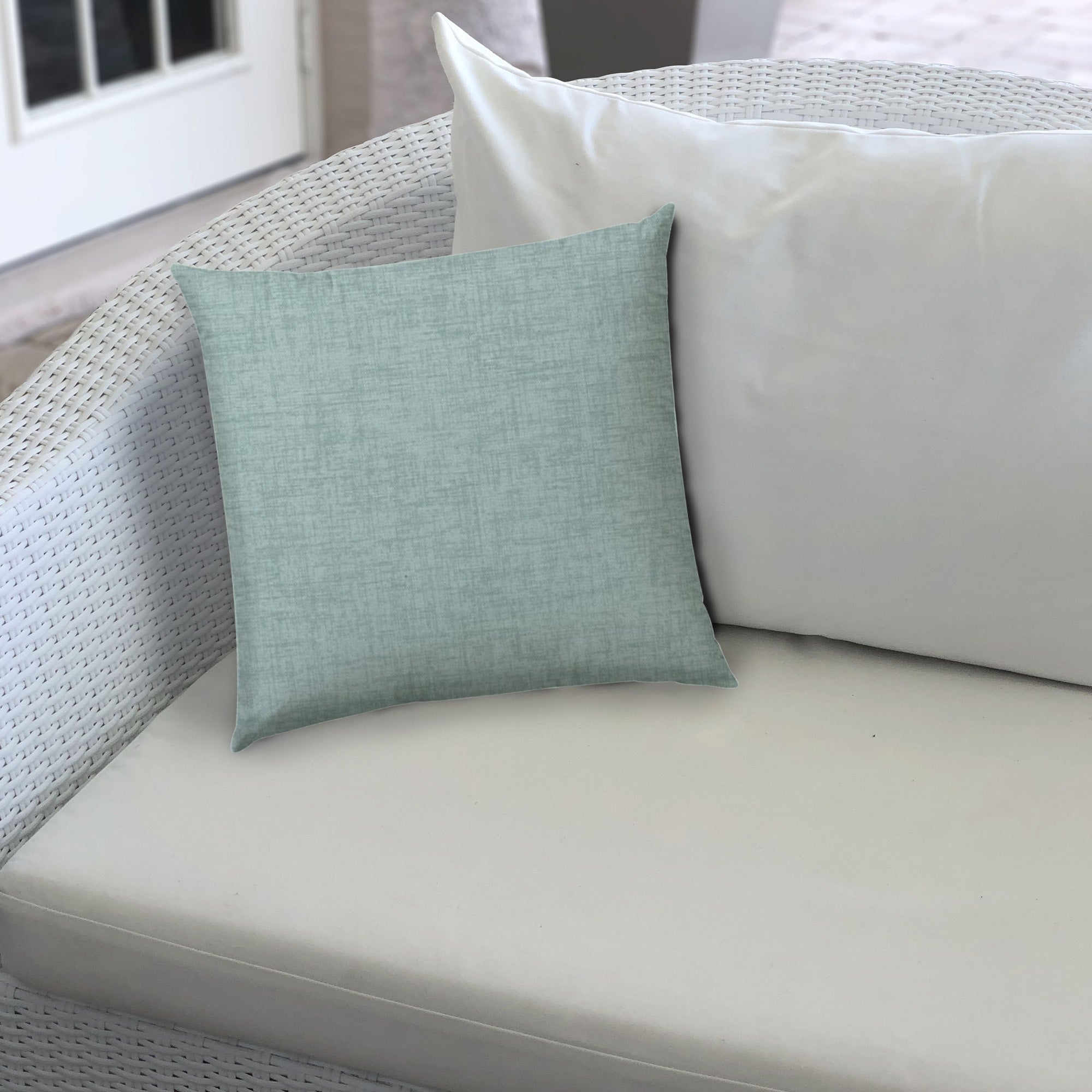 20" X 20" Seafoam Blown Seam Solid Color Throw Indoor Outdoor Pillow