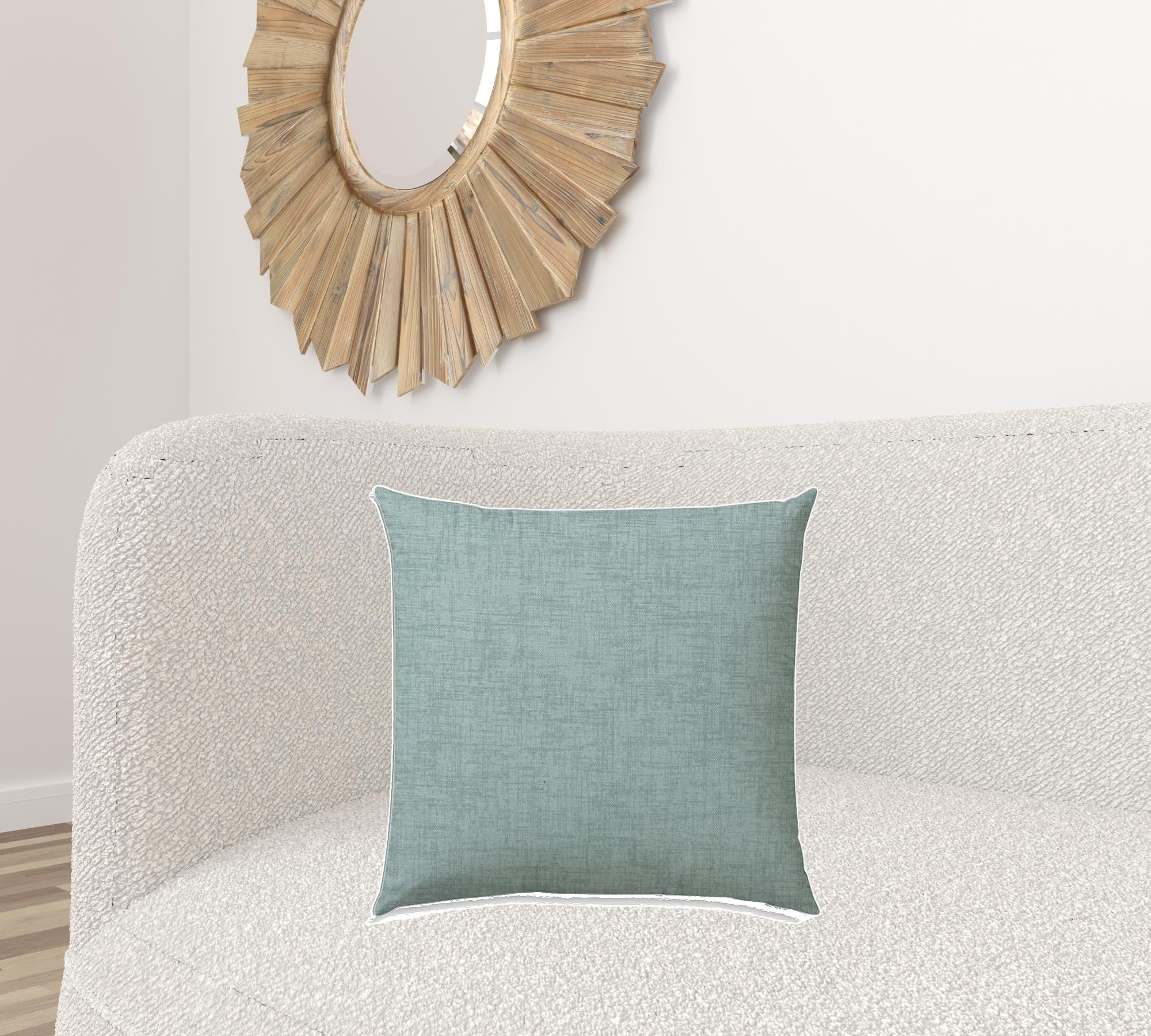 20" X 20" Seafoam Blown Seam Solid Color Throw Indoor Outdoor Pillow