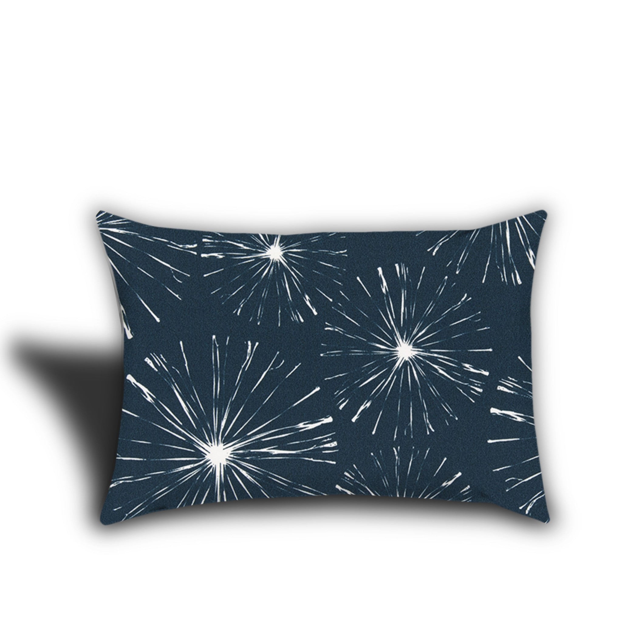 Set Of Three 18" X 18" Blue And White Blown Seam Floral Throw Indoor Outdoor Pillow