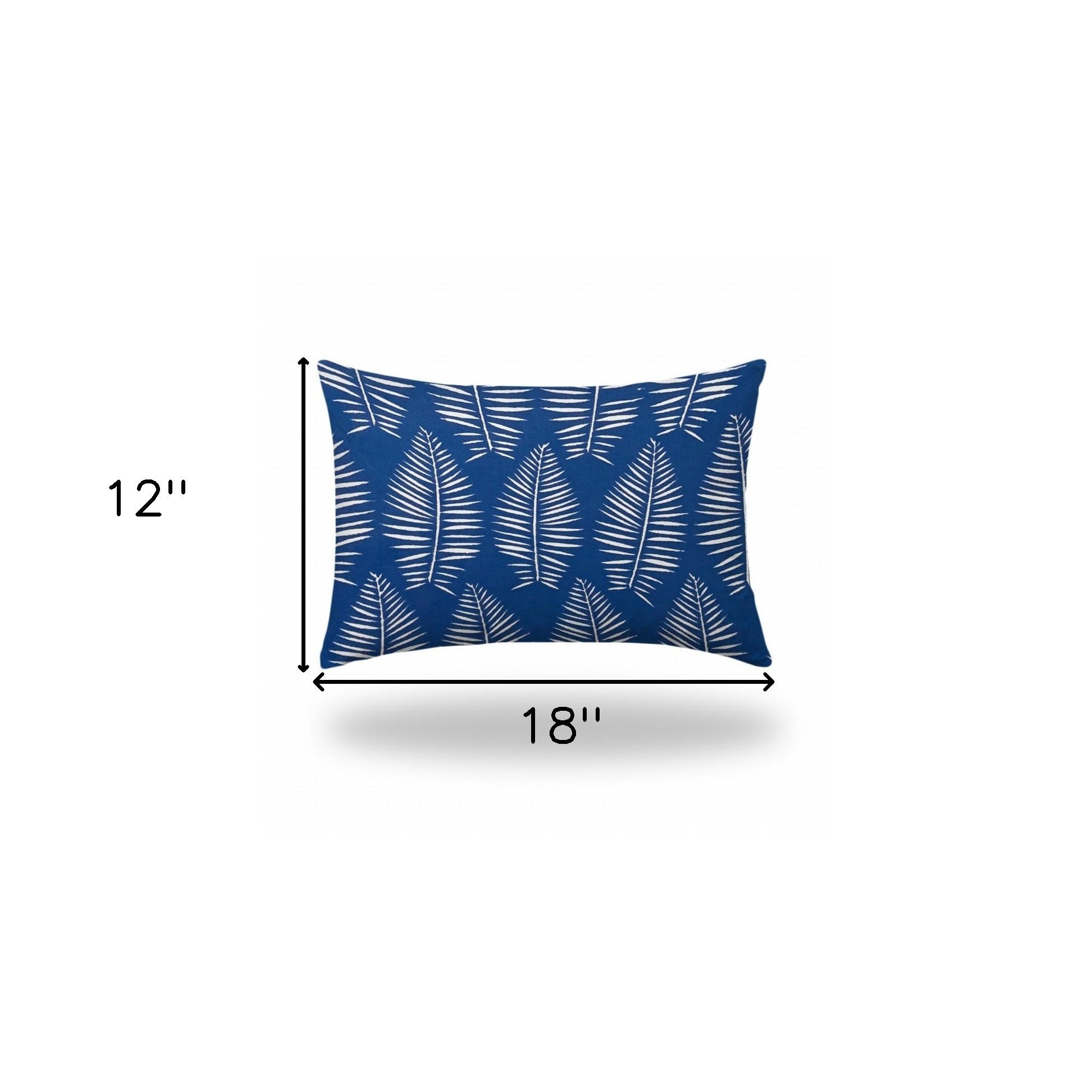 12" X 18" Blue And White Zippered Tropical Lumbar Indoor Outdoor Pillow Cover