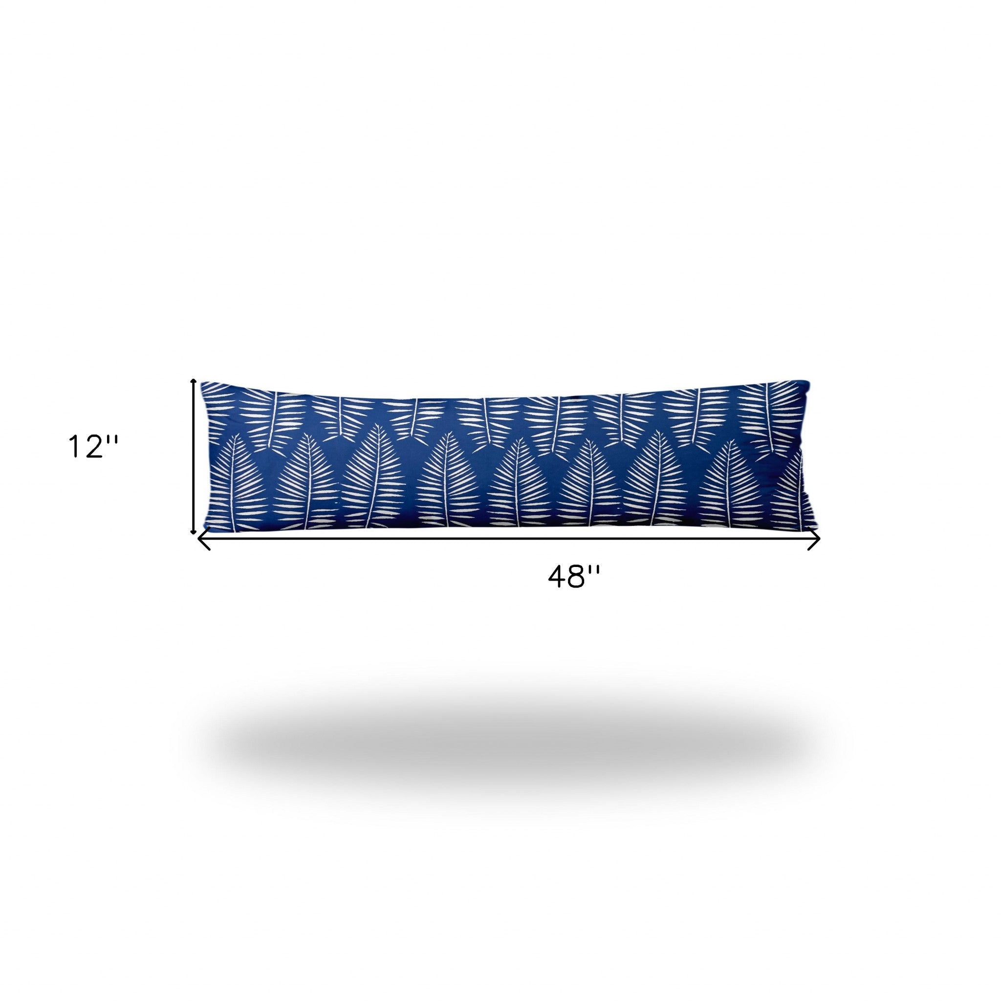 12" X 48" Blue And White Enveloped Tropical Lumbar Indoor Outdoor Pillow Cover