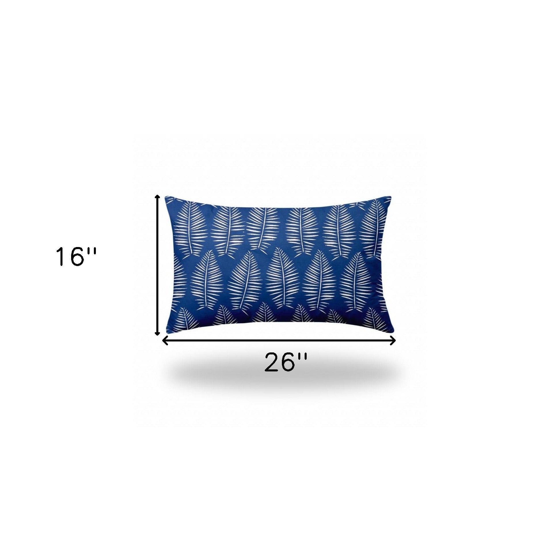 16" X 26" Blue And White Enveloped Tropical Lumbar Indoor Outdoor Pillow Cover