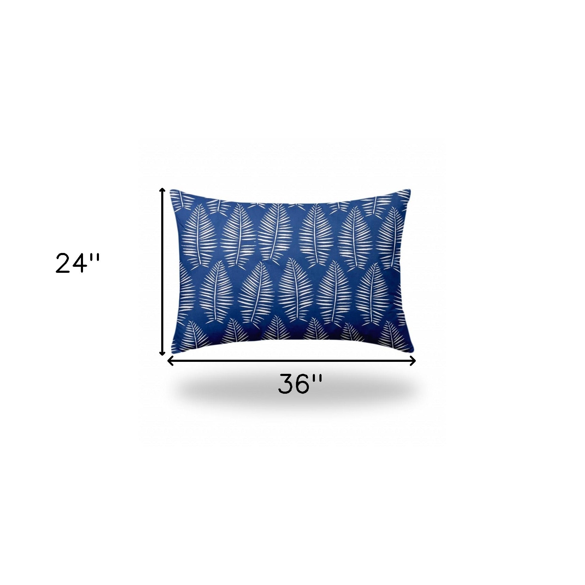 24" X 36" Blue And White Zippered Tropical Lumbar Indoor Outdoor Pillow Cover