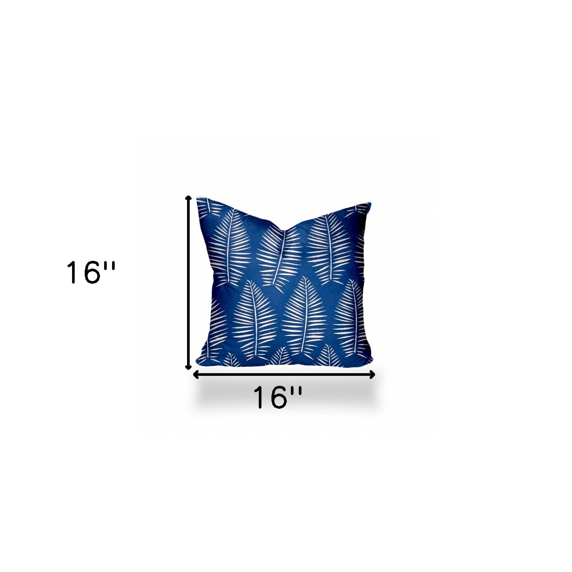 16" X 16" Blue And White Zippered Tropical Throw Indoor Outdoor Pillow