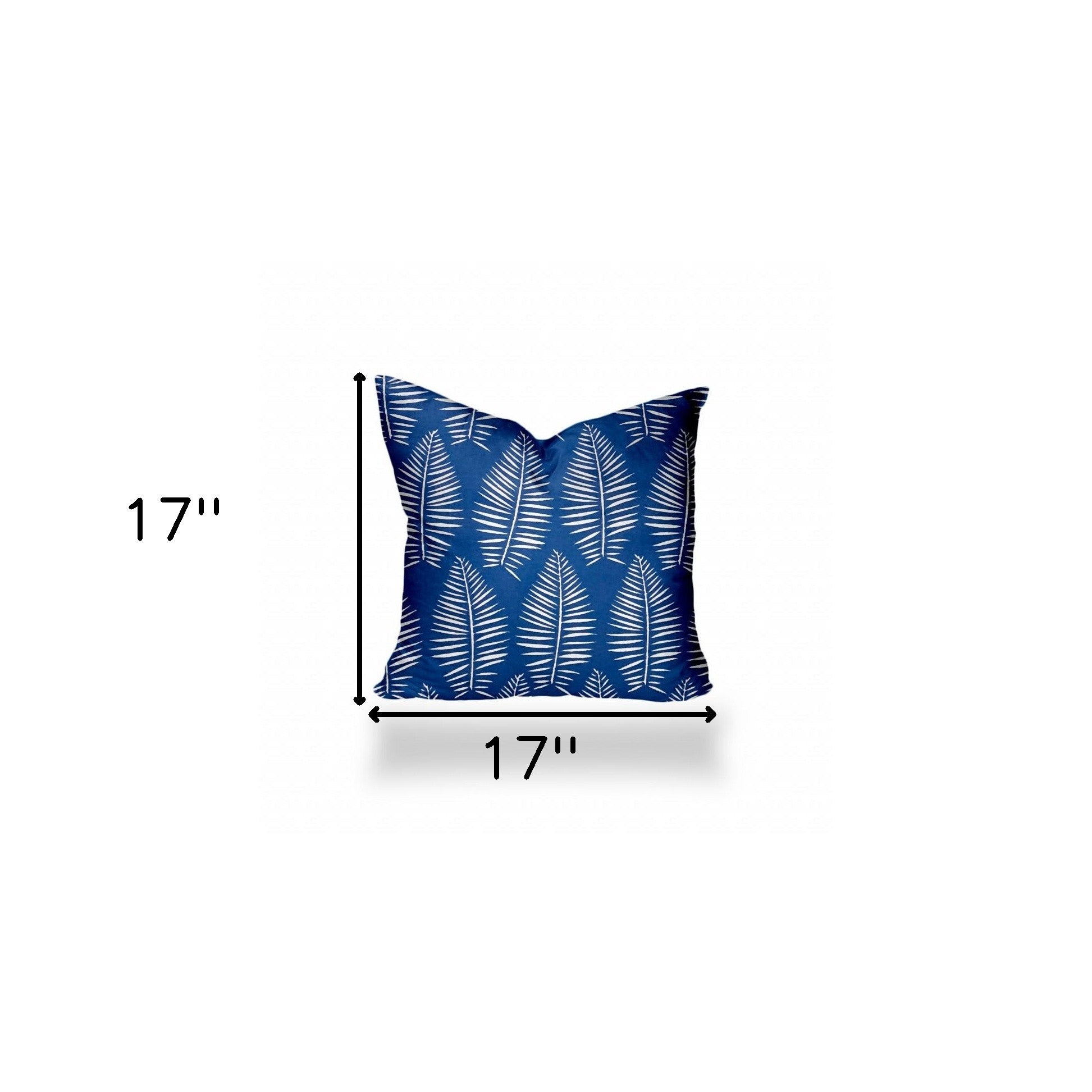 17" X 17" Blue And White Enveloped Tropical Throw Indoor Outdoor Pillow Cover