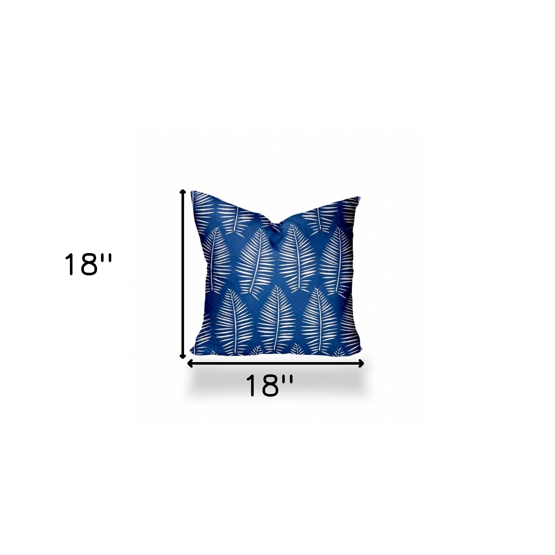 18" X 18" Blue And White Enveloped Tropical Throw Indoor Outdoor Pillow Cover