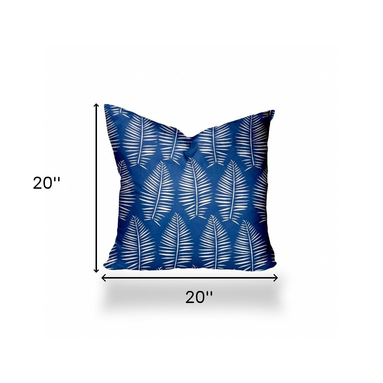 20" X 20" Blue And White Enveloped Tropical Throw Indoor Outdoor Pillow Cover