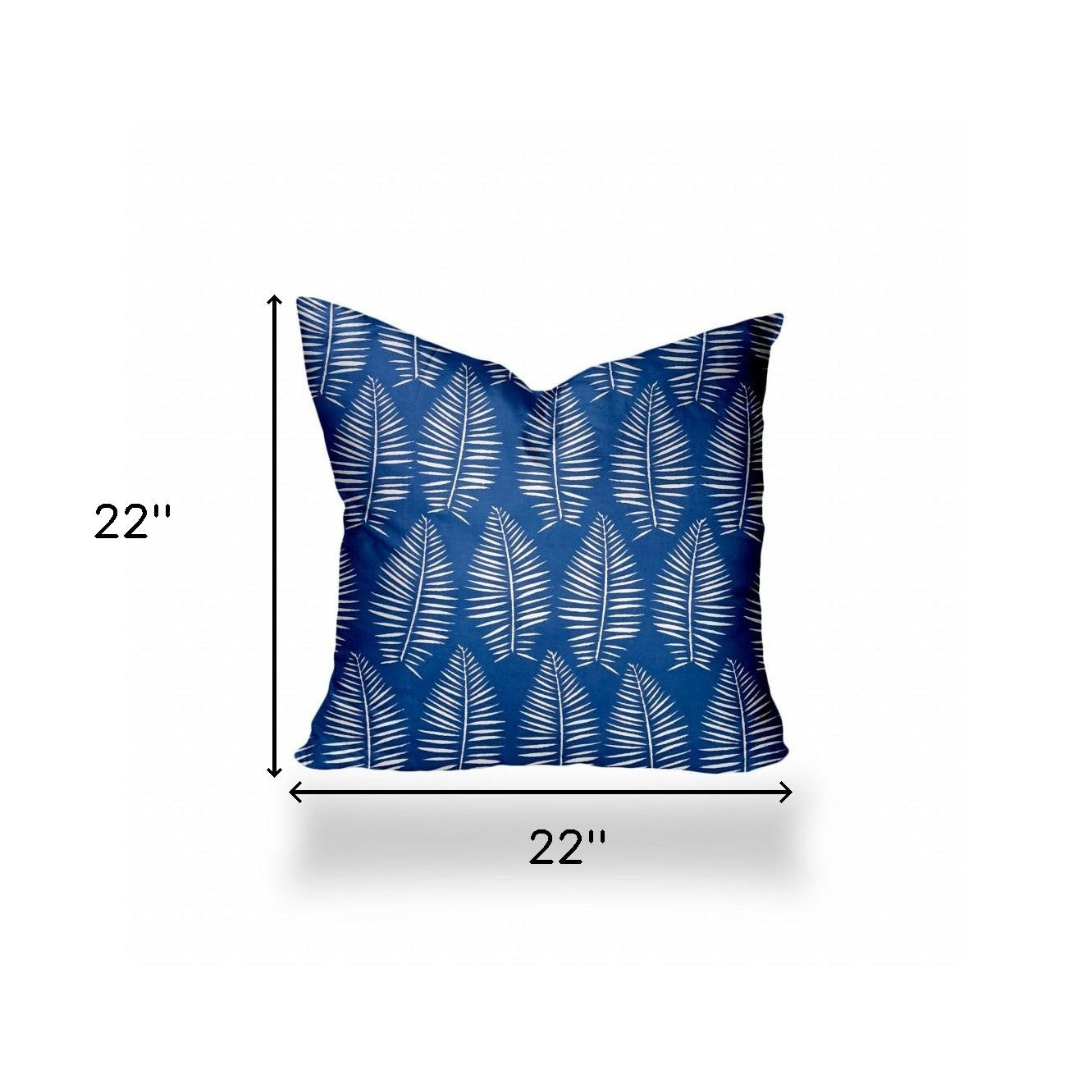 22" X 22" Blue And White Enveloped Tropical Throw Indoor Outdoor Pillow Cover