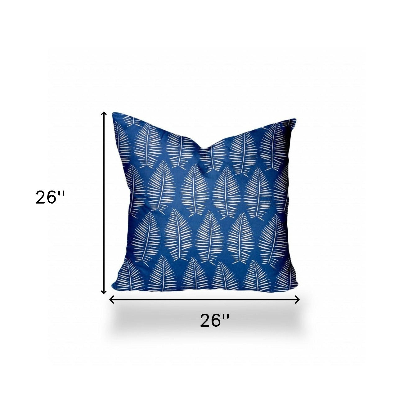 26" X 26" Blue And White Enveloped Tropical Throw Indoor Outdoor Pillow Cover