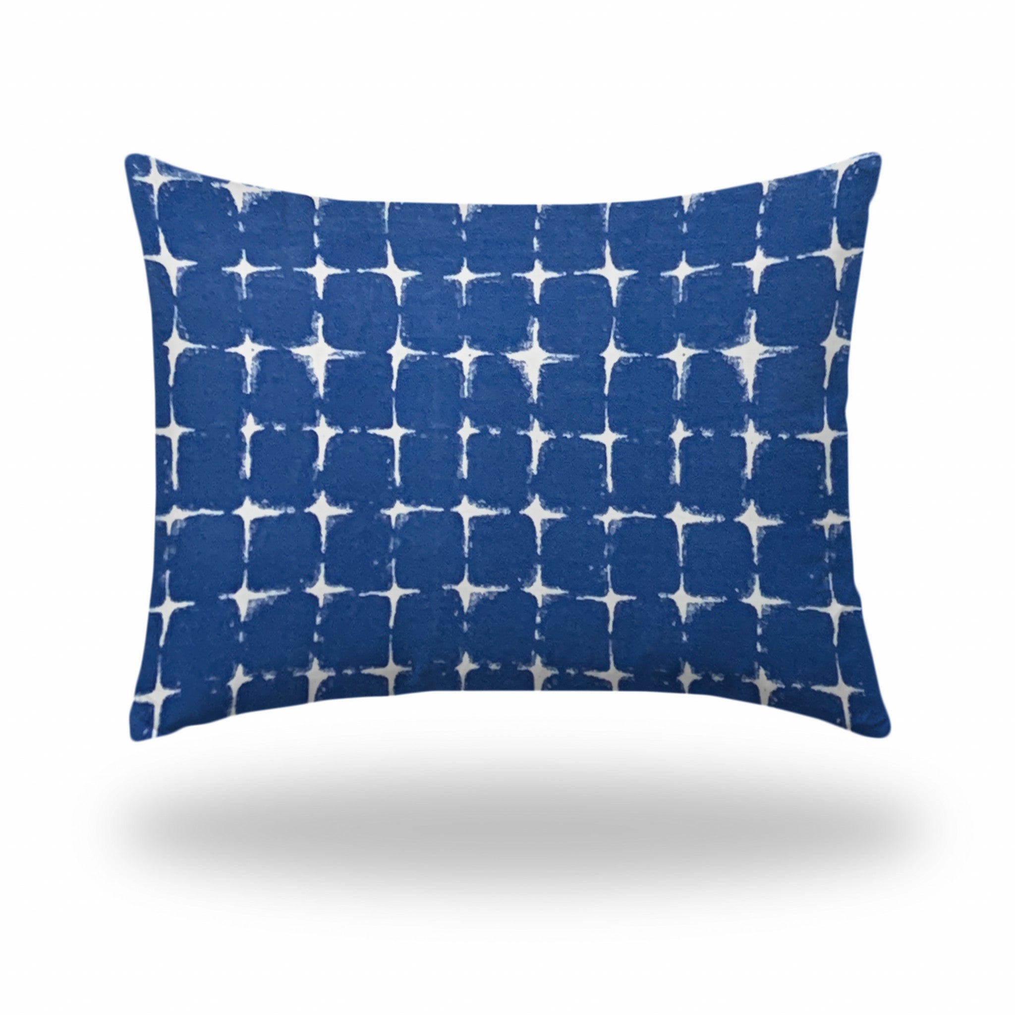 12" X 16" Blue And White Enveloped Abstract Lumbar Indoor Outdoor Pillow Cover