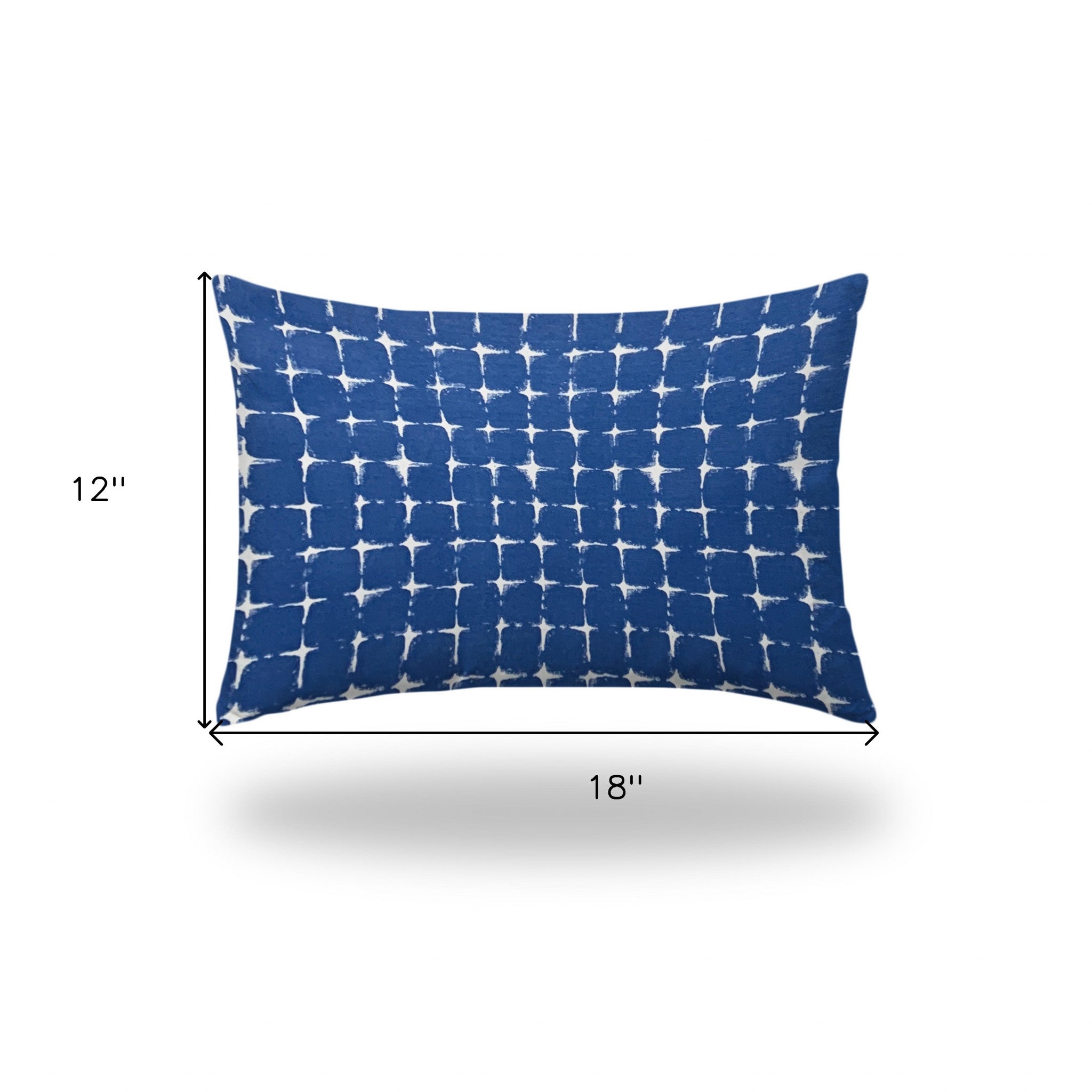 12" X 18" Blue And White Enveloped Gingham Lumbar Indoor Outdoor Pillow