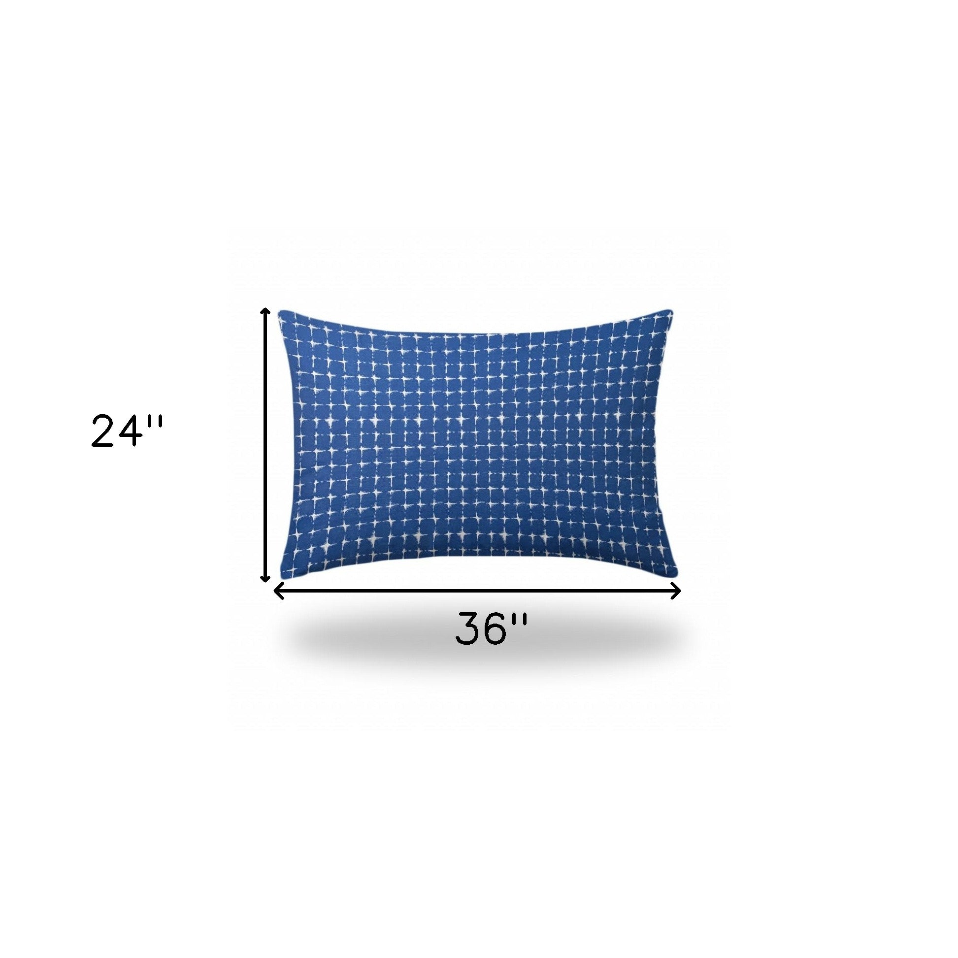 24" X 36" Blue And White Zippered Gingham Lumbar Indoor Outdoor Pillow