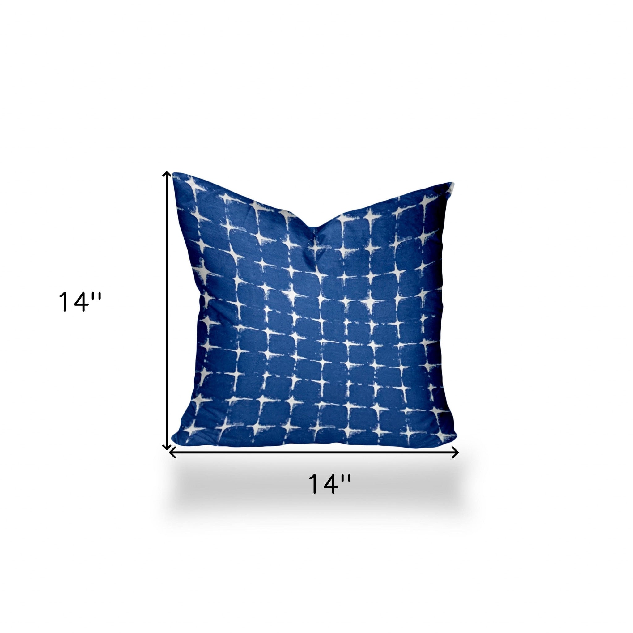 14" X 14" Blue And White Enveloped Gingham Throw Indoor Outdoor Pillow