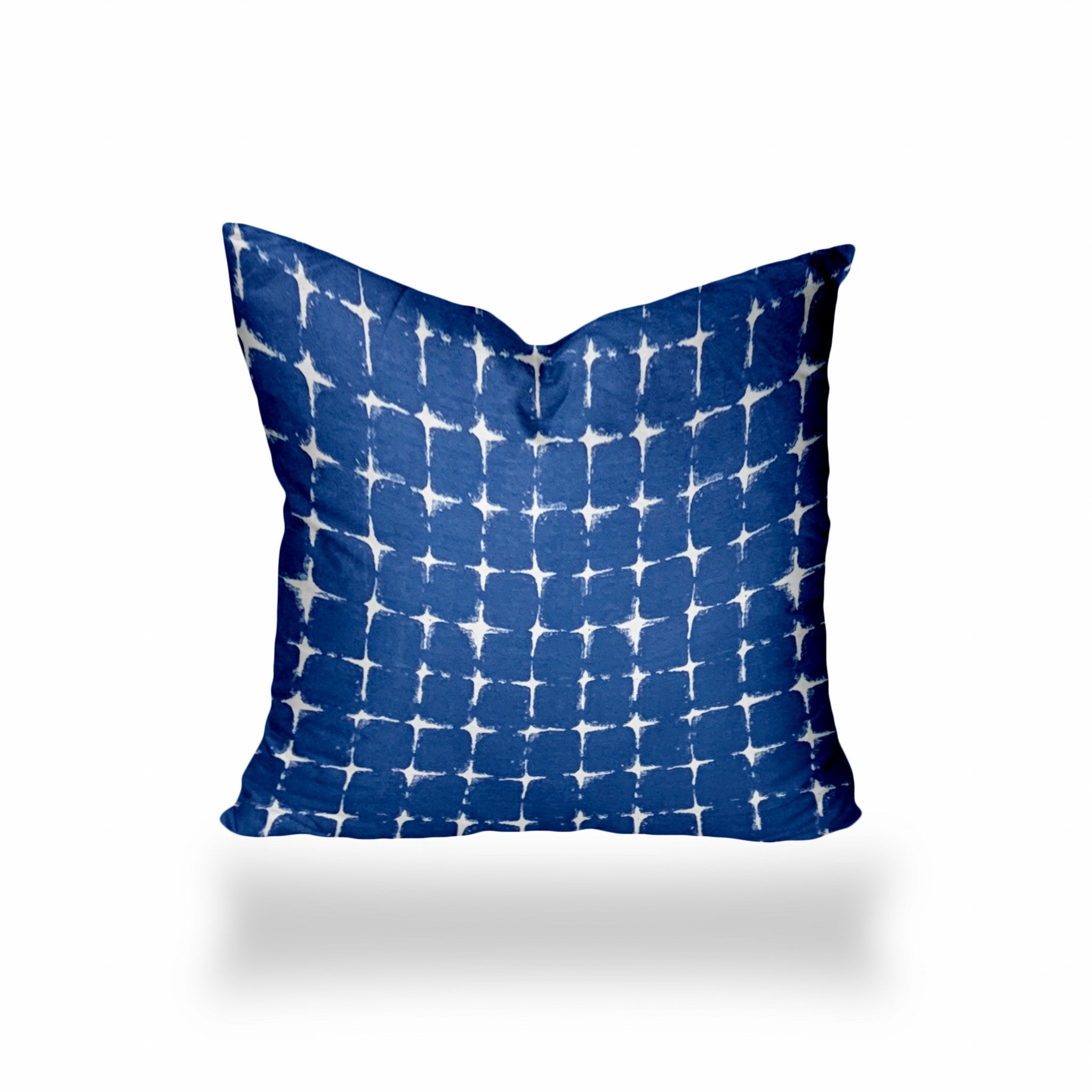 16" X 16" Blue And White Enveloped Gingham Throw Indoor Outdoor Pillow