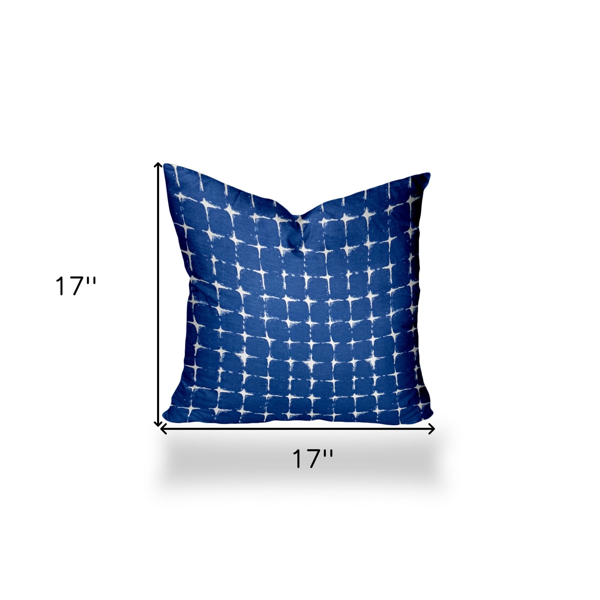 17" X 17" Blue And White Enveloped Gingham Throw Indoor Outdoor Pillow Cover