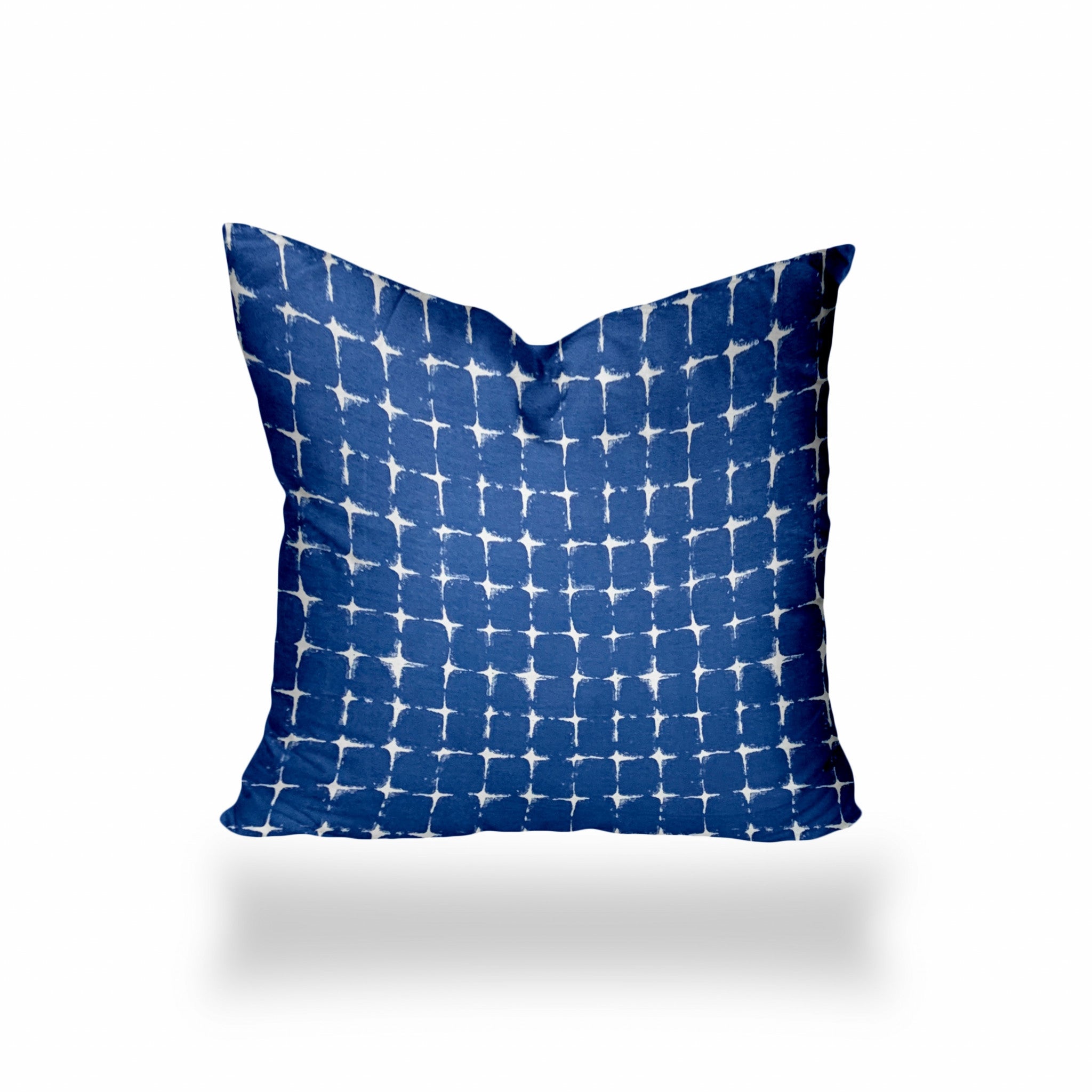 20" X 20" Blue And White Blown Seam Gingham Throw Indoor Outdoor Pillow