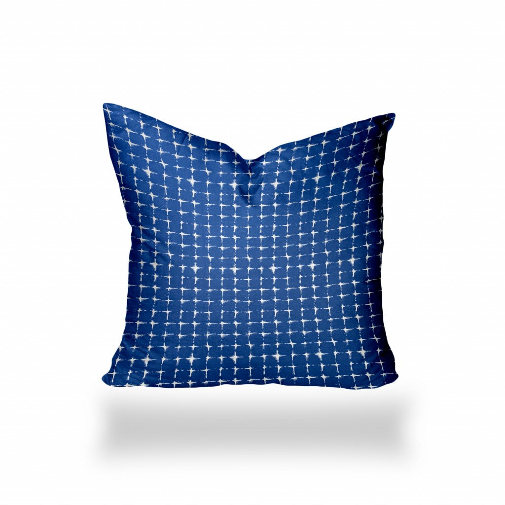 36" X 36" Blue And White Zippered Gingham Throw Indoor Outdoor Pillow Cover