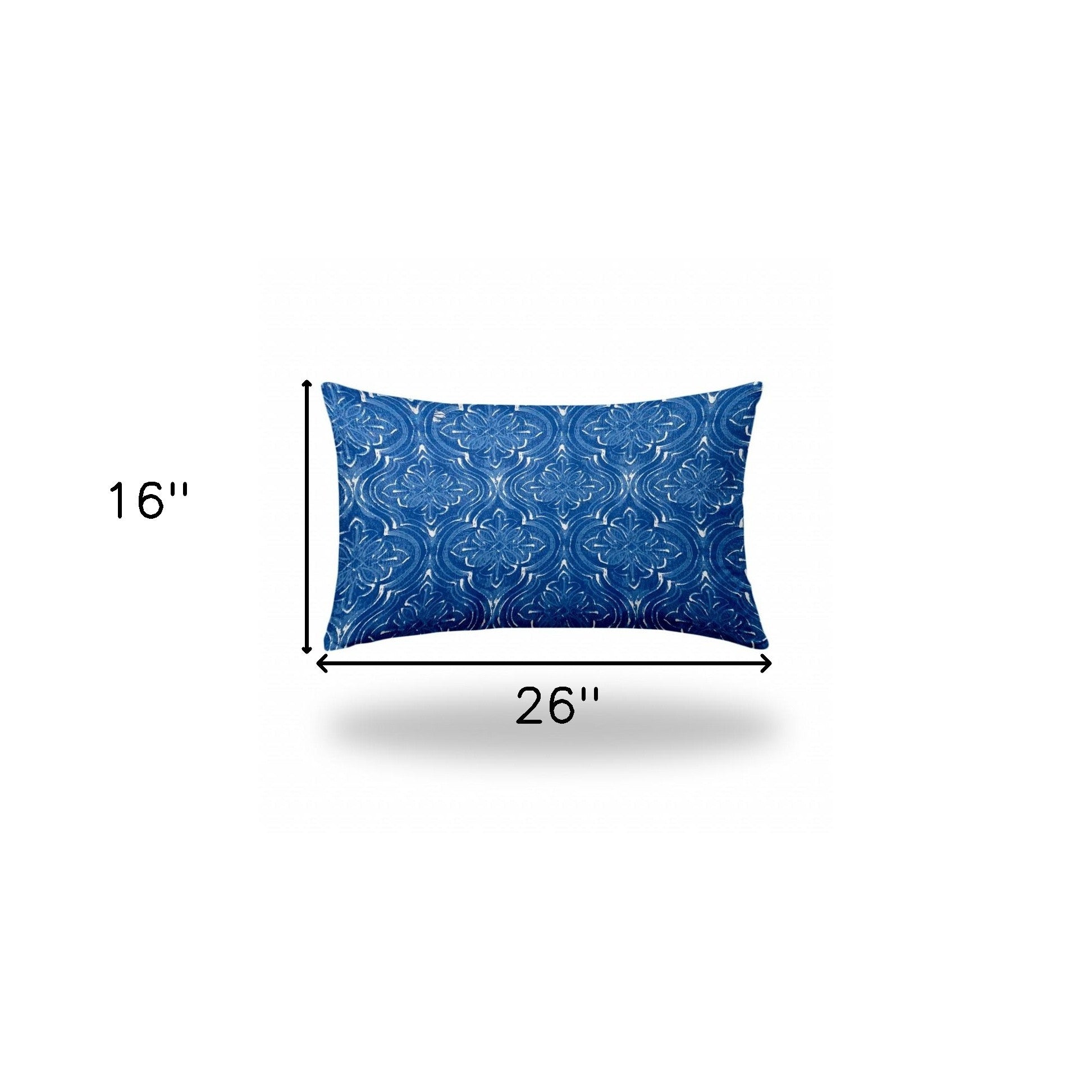 16" X 26" Blue And White Enveloped Ikat Lumbar Indoor Outdoor Pillow Cover