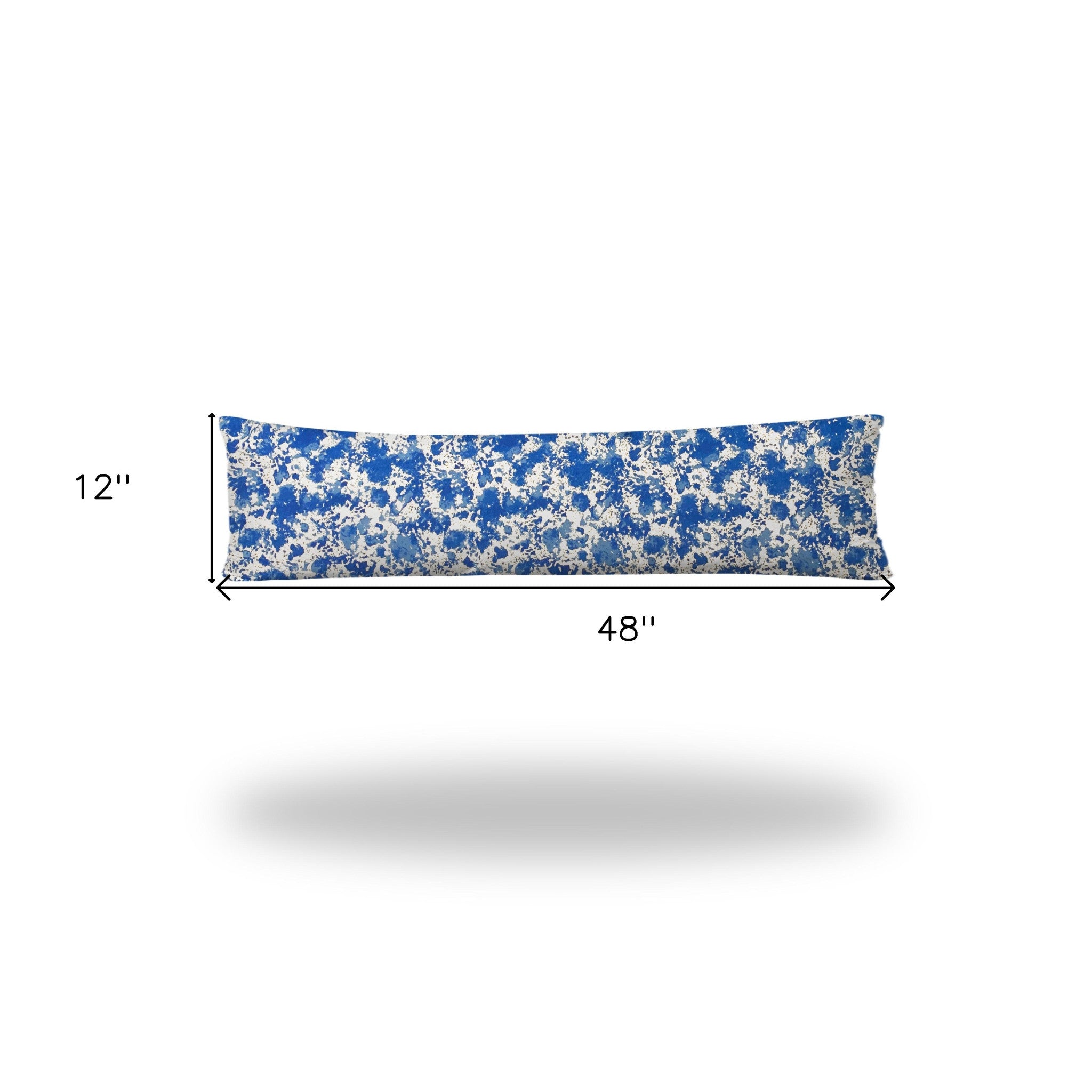 12" X 48" Blue And White Enveloped Indoor Outdoor Lumbar Pillow