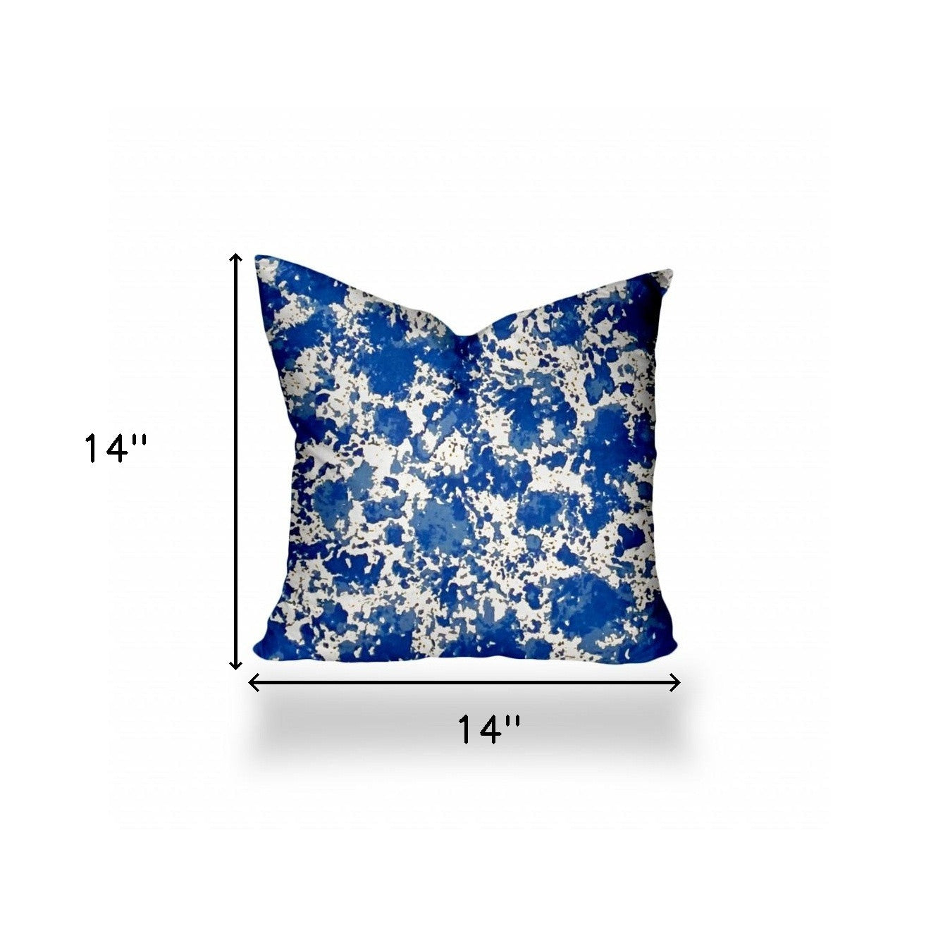 14" X 14" Blue And White Blown Seam Coastal Throw Indoor Outdoor Pillow