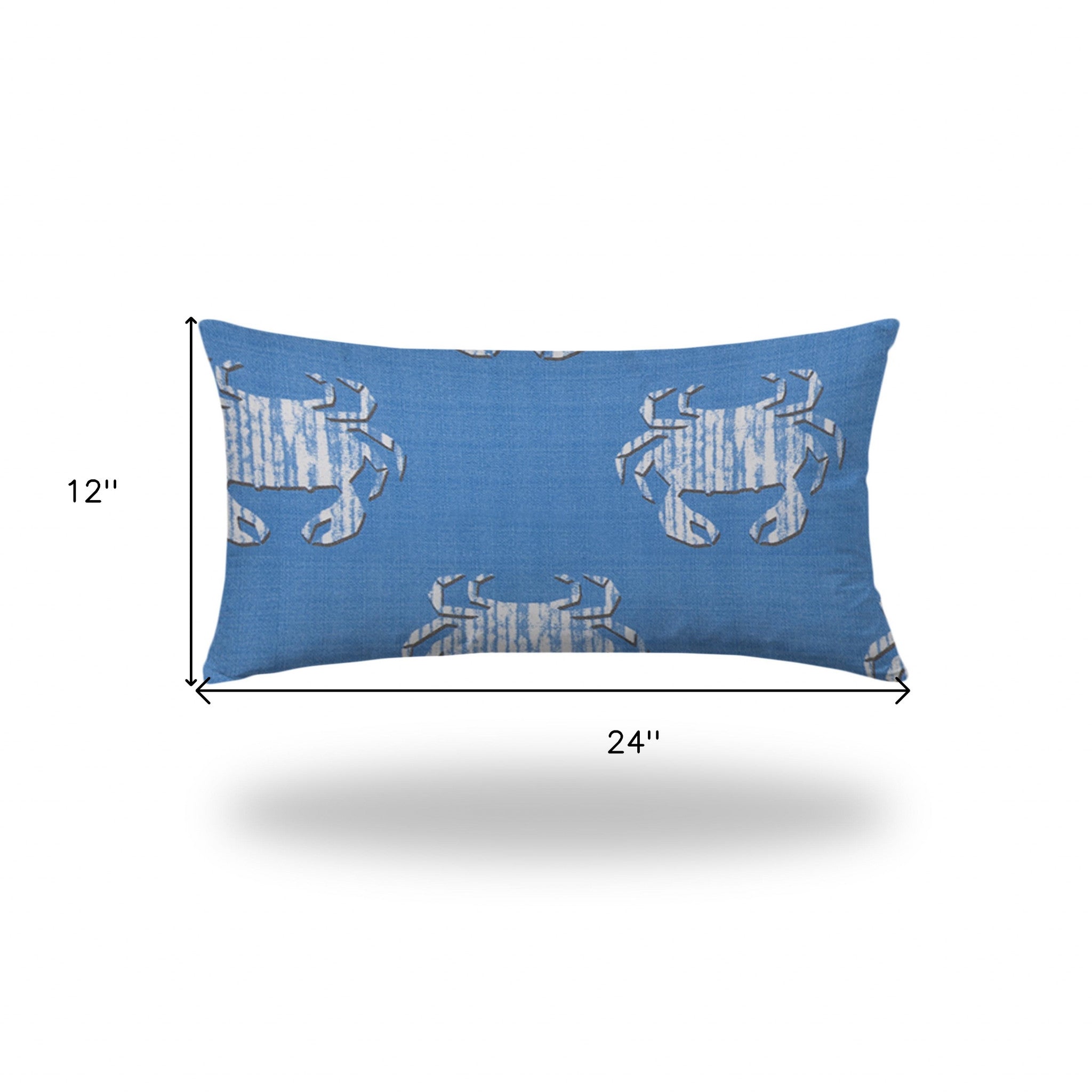 14" X 24" Blue And White Crab Zippered Coastal Lumbar Indoor Outdoor Pillow Cover