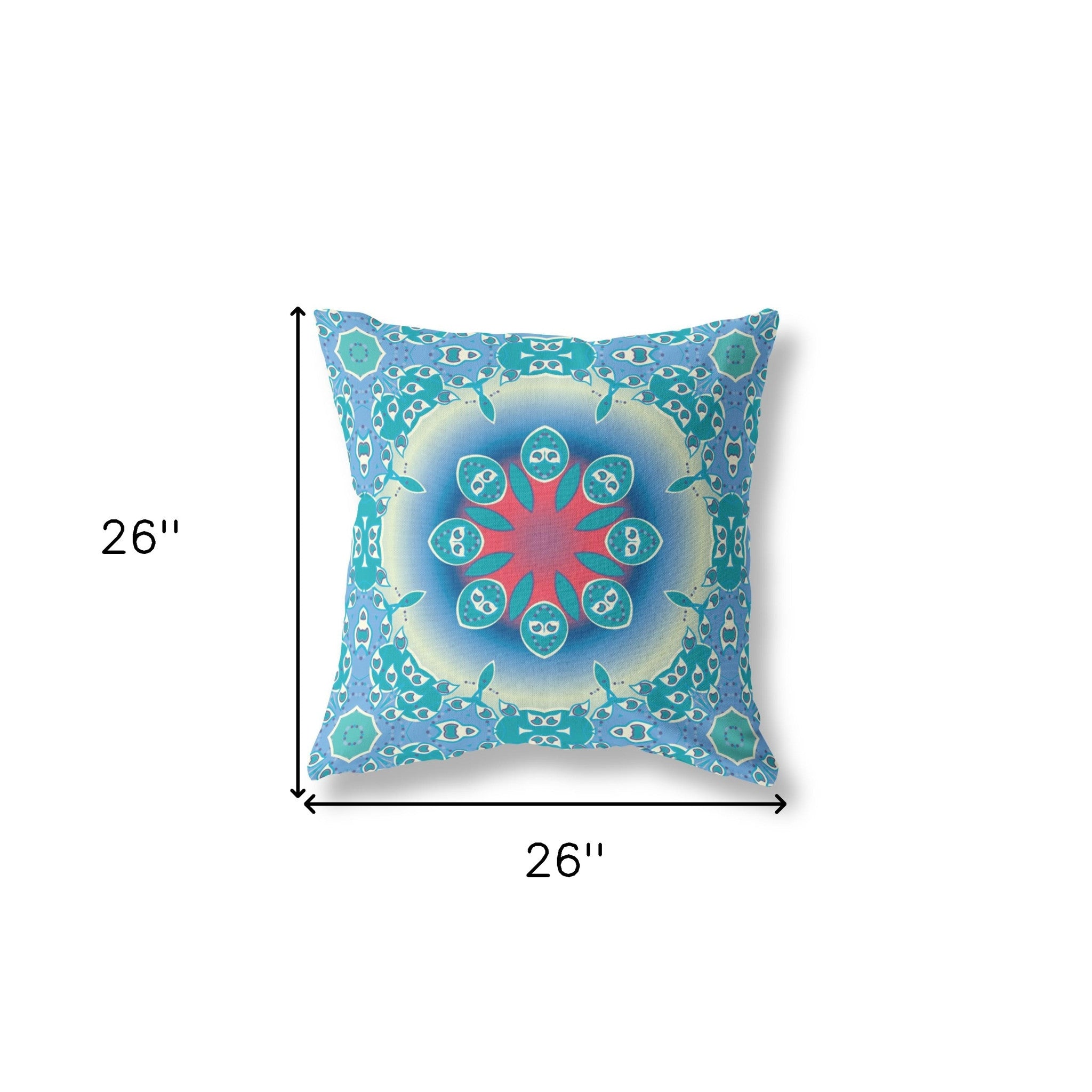 18” Turquoise Pink Jewel Indoor Outdoor Zippered Throw Pillow