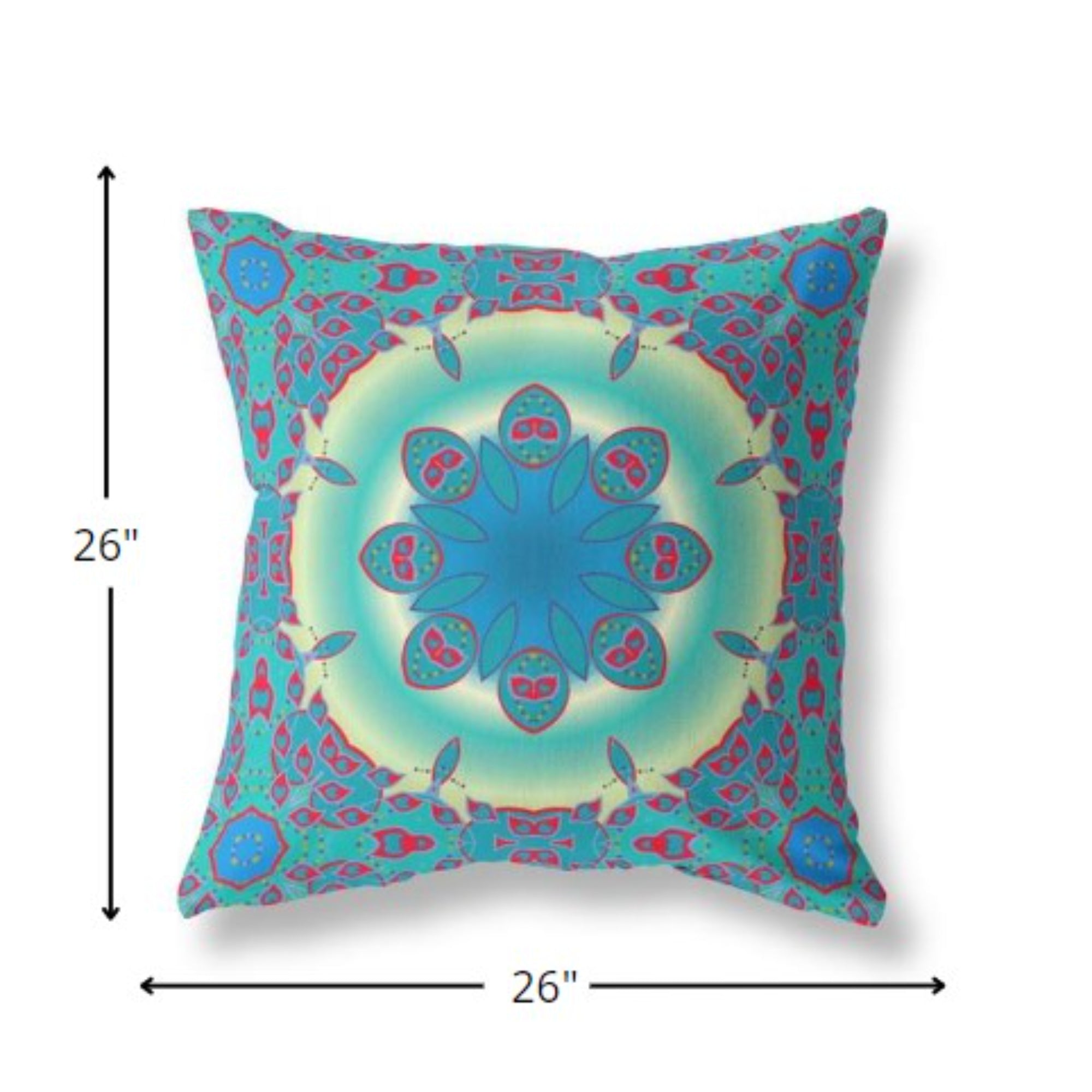 18” Blue Red Jewel Indoor Outdoor Zippered Throw Pillow