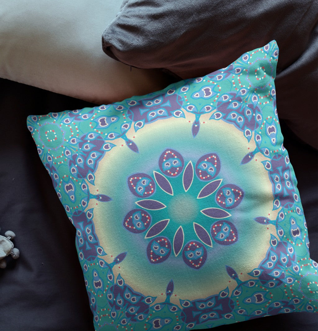 16” Green Blue Jewel Indoor Outdoor Zippered Throw Pillow