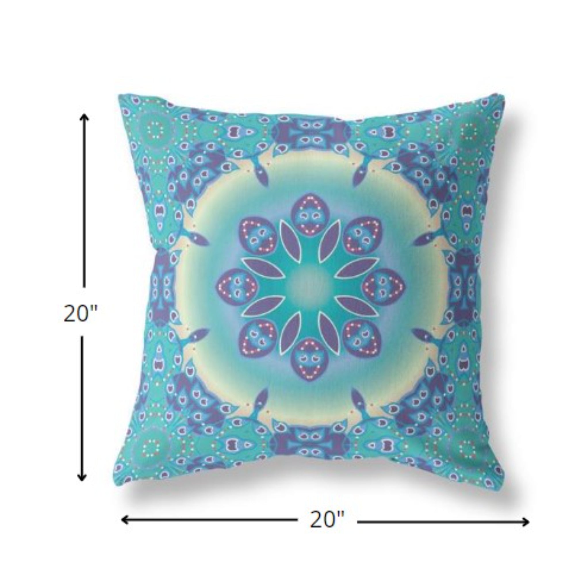 18” Green Blue Jewel Indoor Outdoor Zippered Throw Pillow